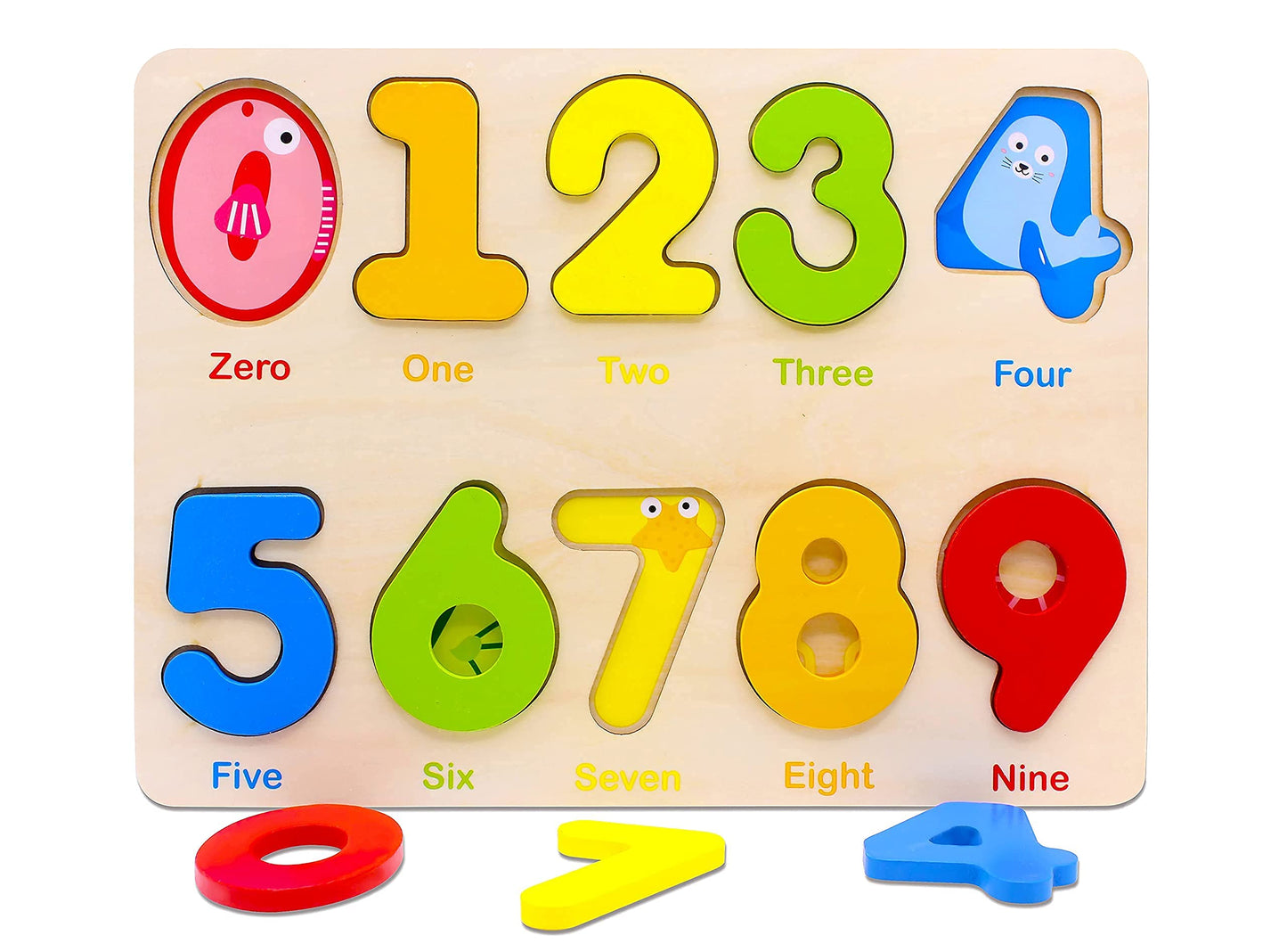 Aile Wooden Preschool Learning Number Puzzles Toys for Kids Age 2-4， Educational Toys.