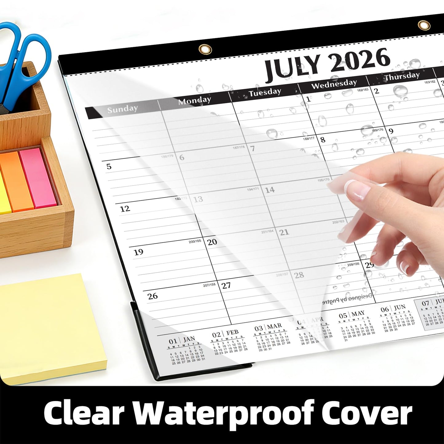 ZTX Desk Calendar 2026-2027, 18 Months Calendar Runs from July 2026 to December 2027, 17" x 12" Large Calendars 2026-2027 Monthly Planner with Plastic Cover for Teacher Home Desk Top