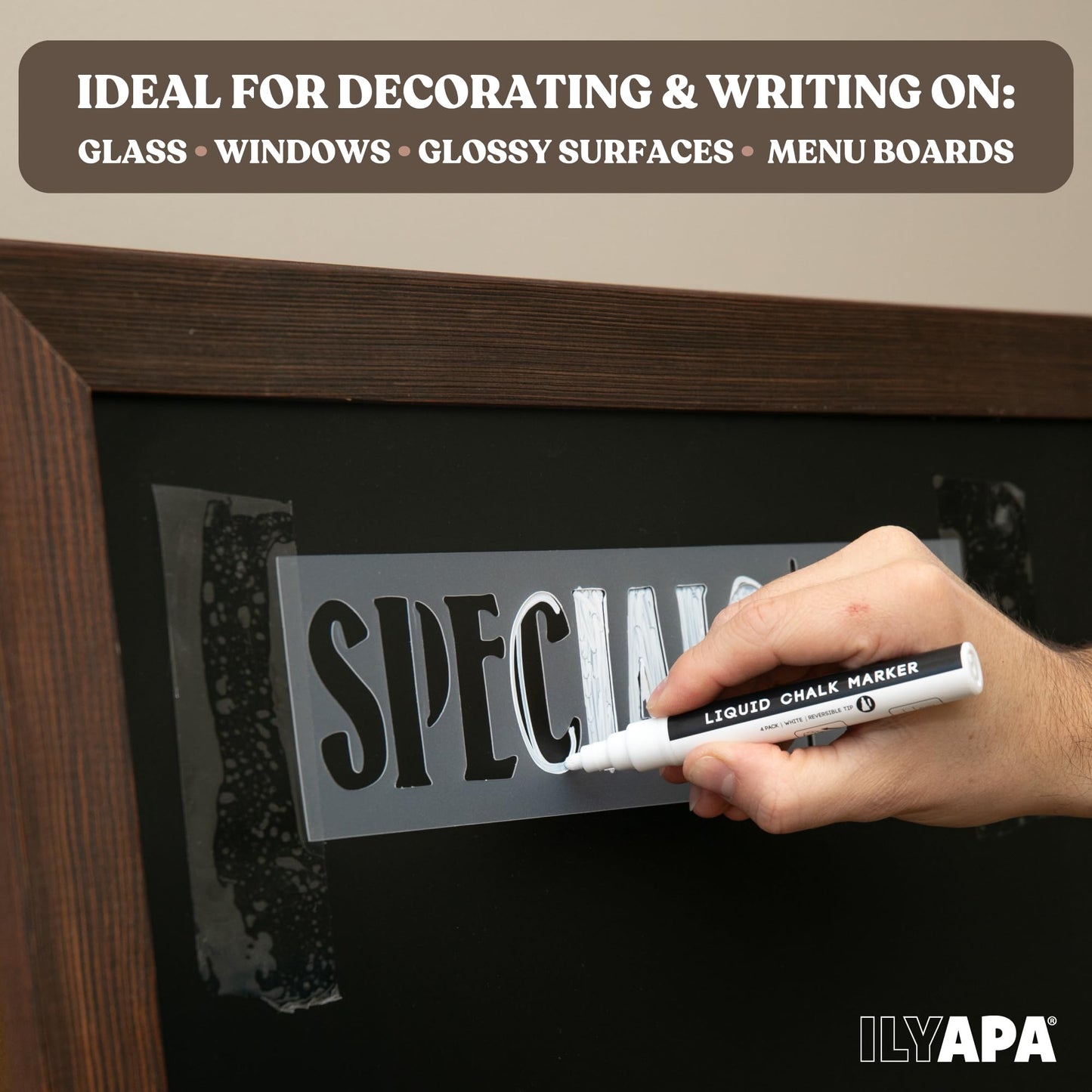 Ilyapa Metal Double Sided 24x42 Swinging Chalkboard Sign Bundle with Erasable 4-Pack White Liquid Chalk Markers - Magnetic A-Frame Sidewalk Menu Board for Restaurants & Businesses