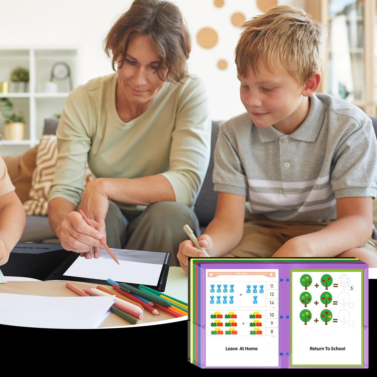 30 Pcs 3 Hole Punch Parent Teacher Communication Folders with Clear Front Pockets for 3 Ring Binders, 2 Pockets Homework Take Home Plastic Folders Classroom Folder for Kid Student (30, Dark Green)