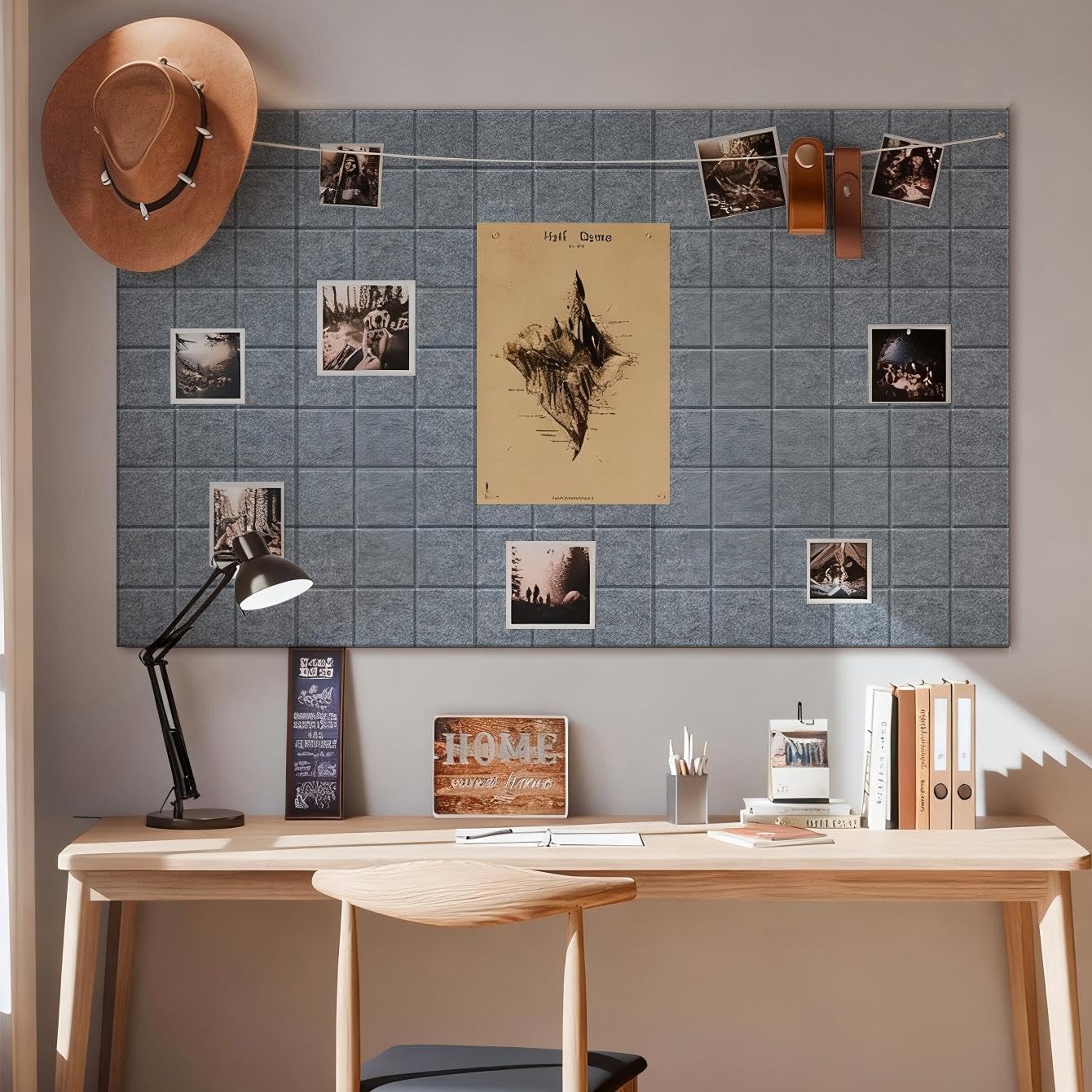 Chejiaye Vision Board for Photo&Pictures,Felt Message Wall Panel 6Pcs11.8"x11.8"Self-Adhesive,Removable Cork Board Bulletion&Poster Board for Office Classroom Decor Hanging File Folders,Dark Gray
