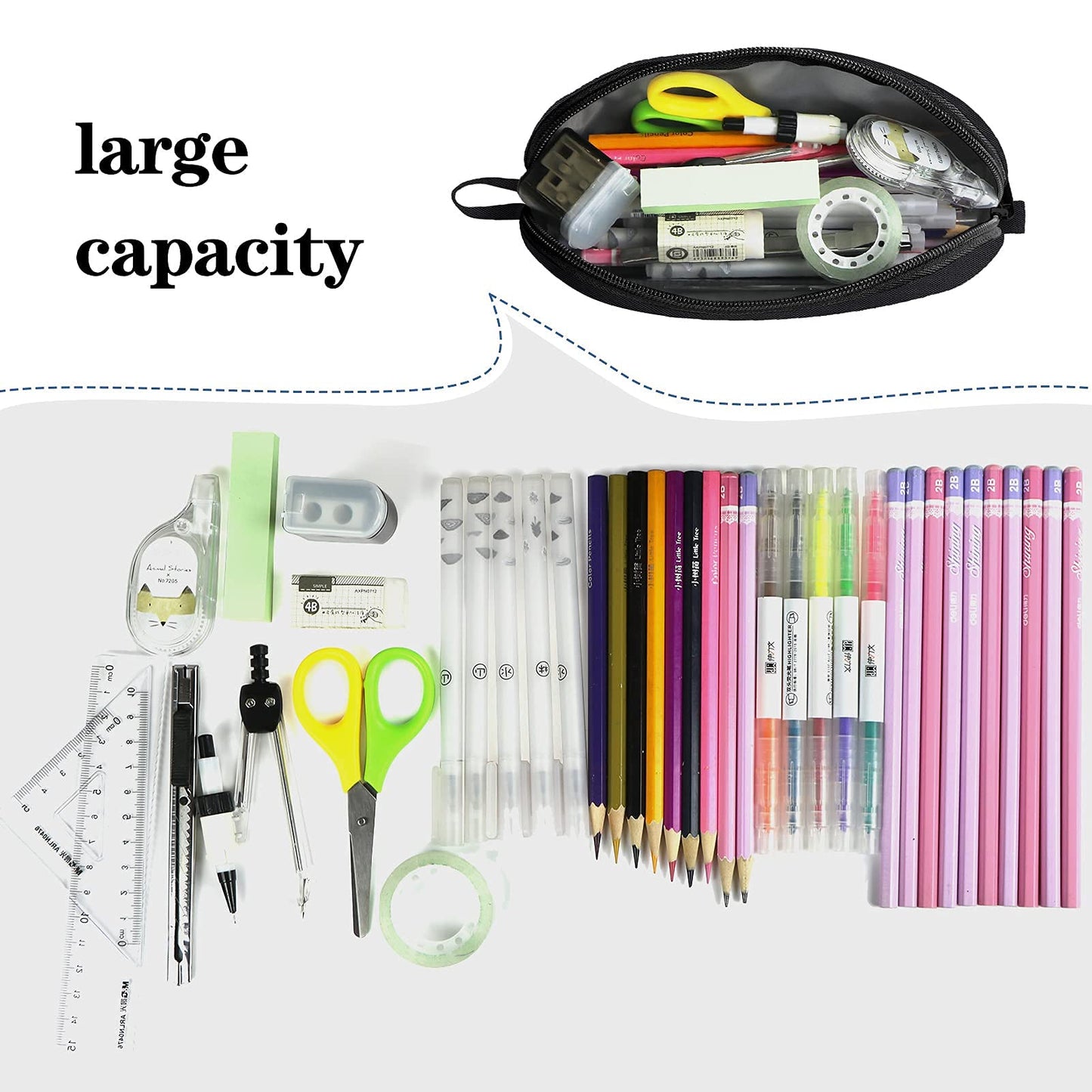 Gloppie Pencil Pouch - Practical Pencil Case, Aesthetic Simple Pencil Bag, Small Pen Holder, Back to School Supplies for Girls Boys, Black