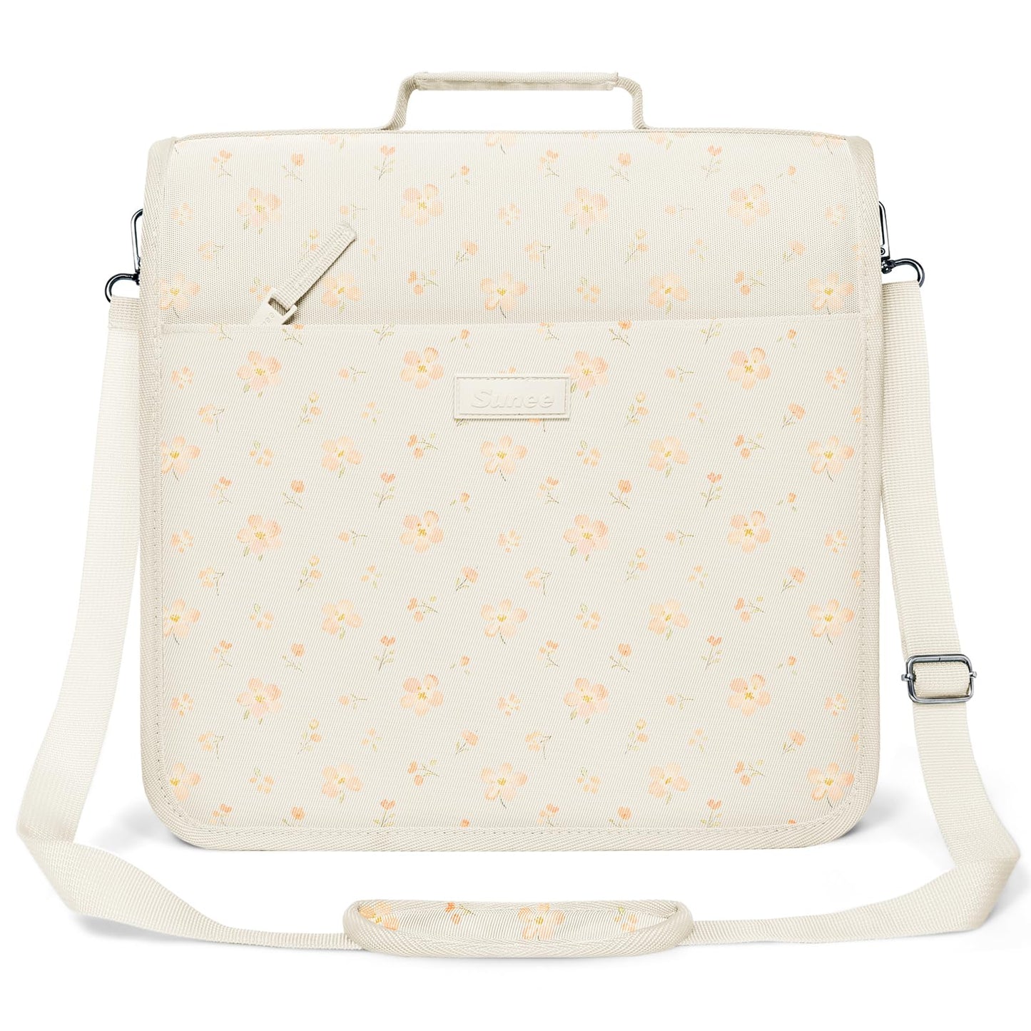 SUNEE Zipper Binder 3 Ring, 3 Inch O-Ring with Handle and Shoulder Strap, 600-Sheet Capacity, 5-Tab Expanding File Folder, Multi-Pockets for Middle School Organizer Binder with Zipper, Pink Floral