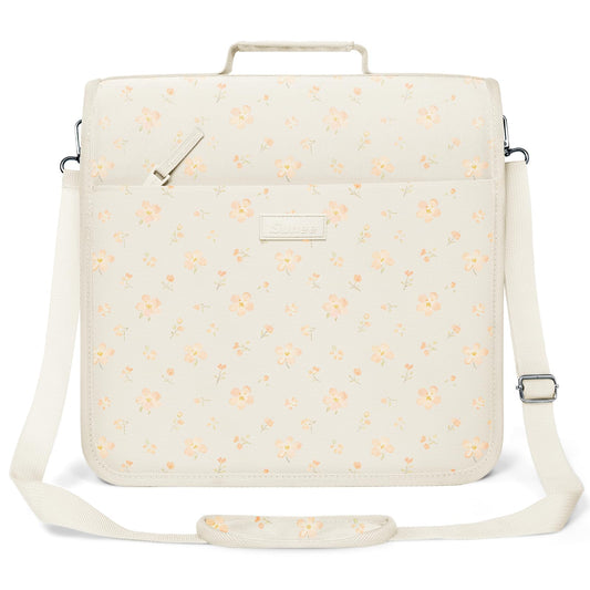 SUNEE Zipper Binder 3 Ring, 3 Inch O-Ring with Handle and Shoulder Strap, 600-Sheet Capacity, 5-Tab Expanding File Folder, Multi-Pockets for Middle School Organizer Binder with Zipper, Pink Floral