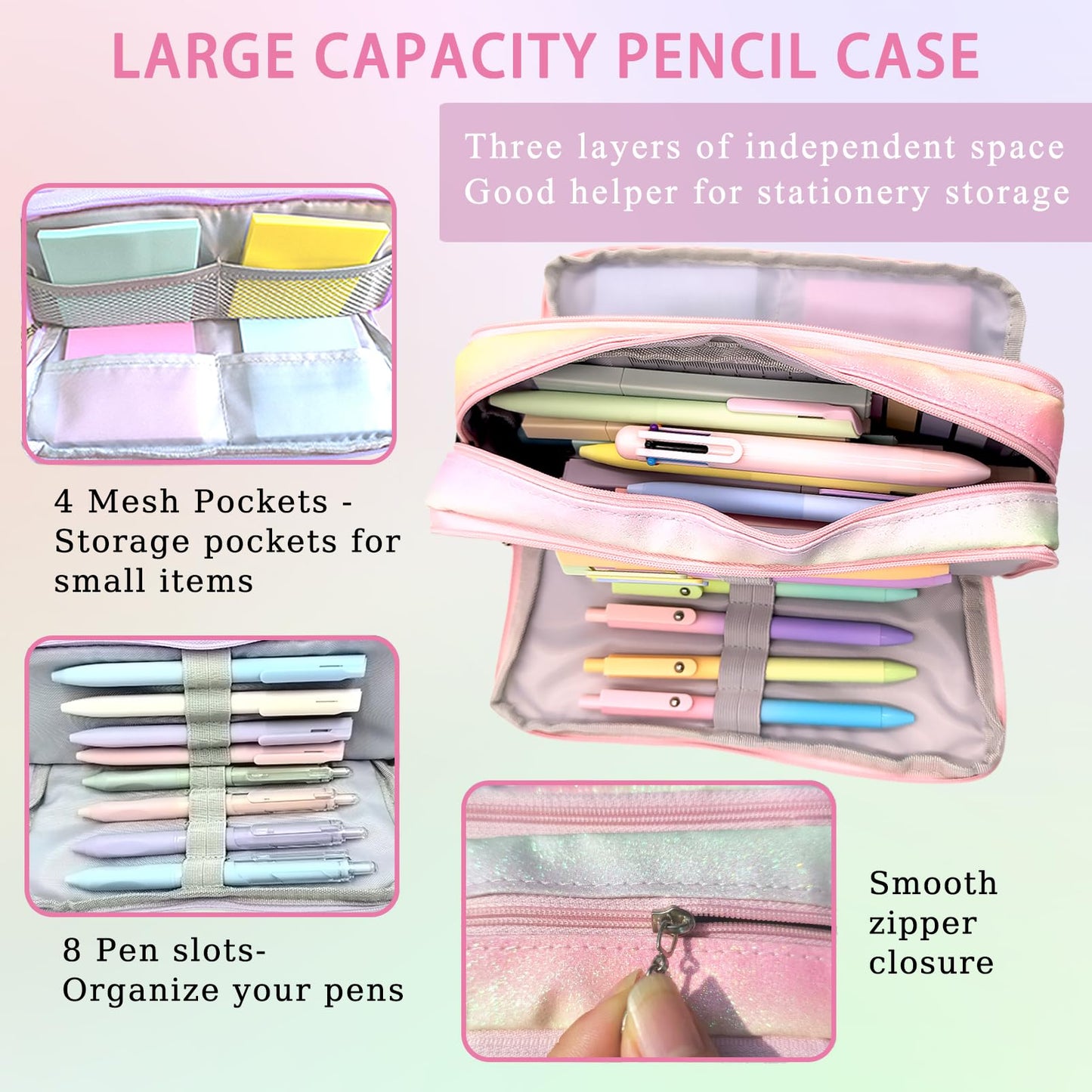52Pcs Aesthetic Bible Study Supplies,Bible Journaling Kit Note Taking Sets for Women, with Large Rainbow Pencil Pouch, Journal Notebook,No Bleed Highlighters and Pens,Sticky Notes, (Multicolor)