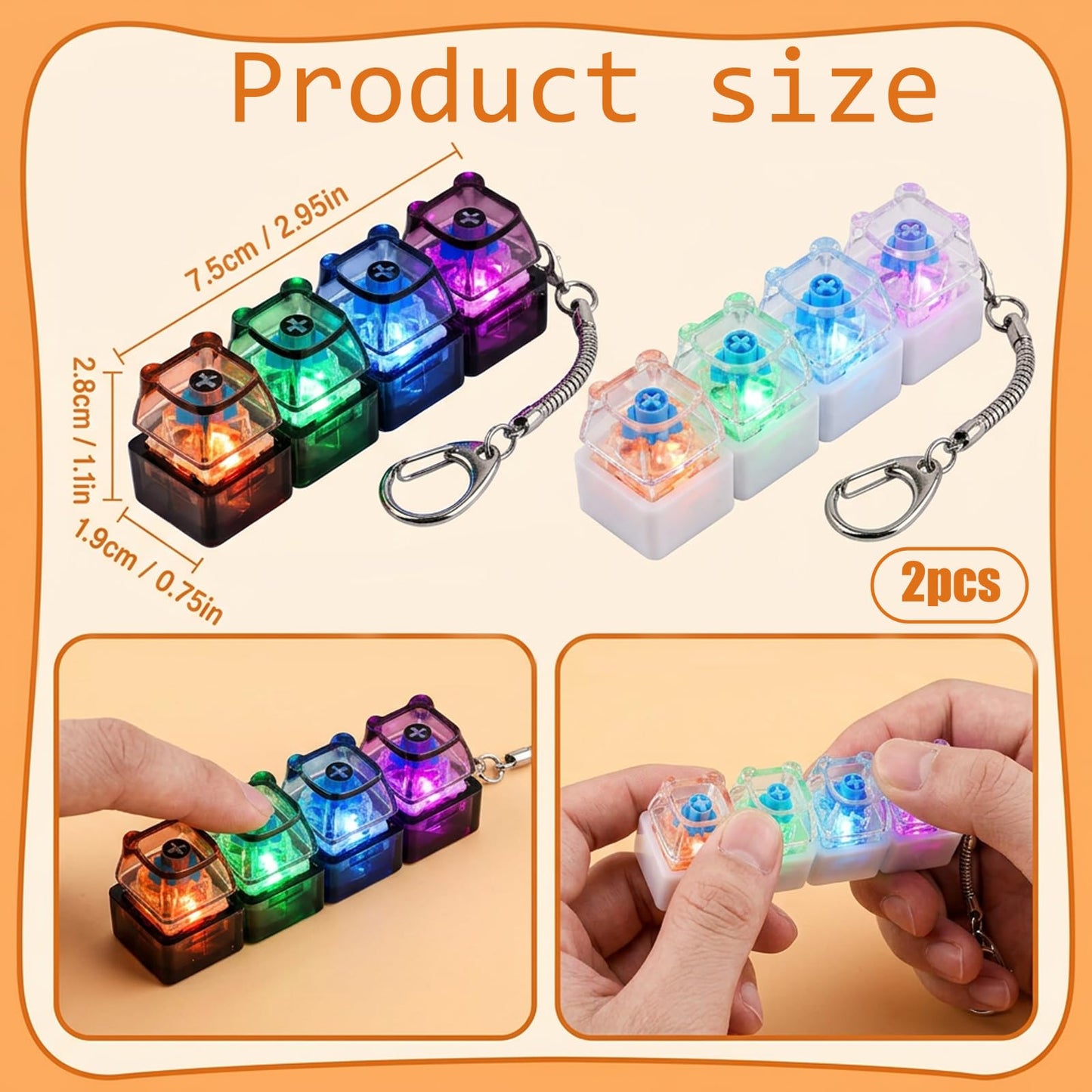 WmerWmn 2 PCS Keyboard Fidget Toy for Adults, 4-in-1 Stress Relief Clicker Toy, Keyboard Button Finger Clicker for Anxiety Relief, Sensory Decompression Toy for Adults