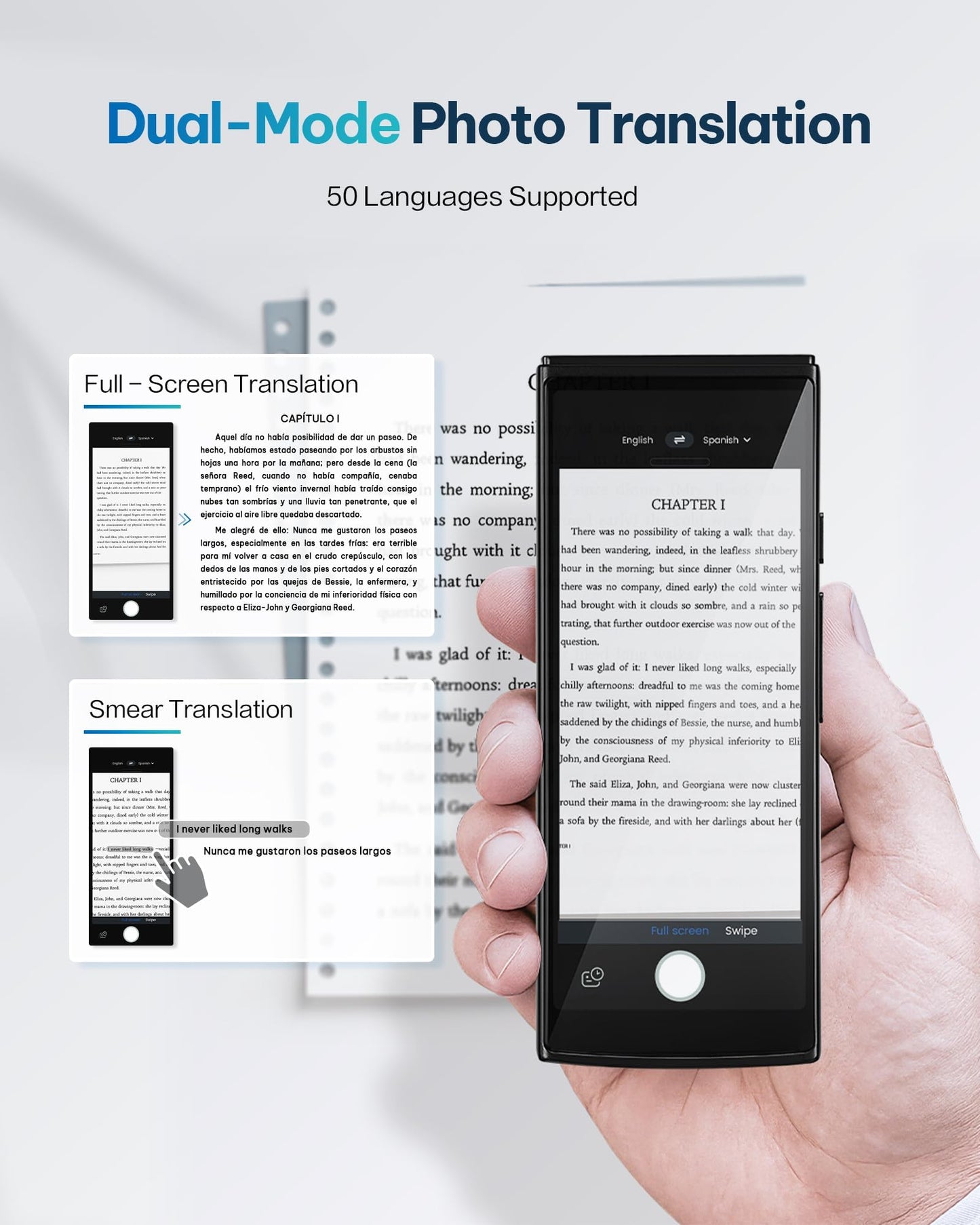 iFLYTEK AI Language Translator Device — 60 Languages, Real-Time Split-Screen & Two-Way Instant Voice Translation, 18 Offline Packs, 2-Year Global Data for K-12 Education, Business, Travel