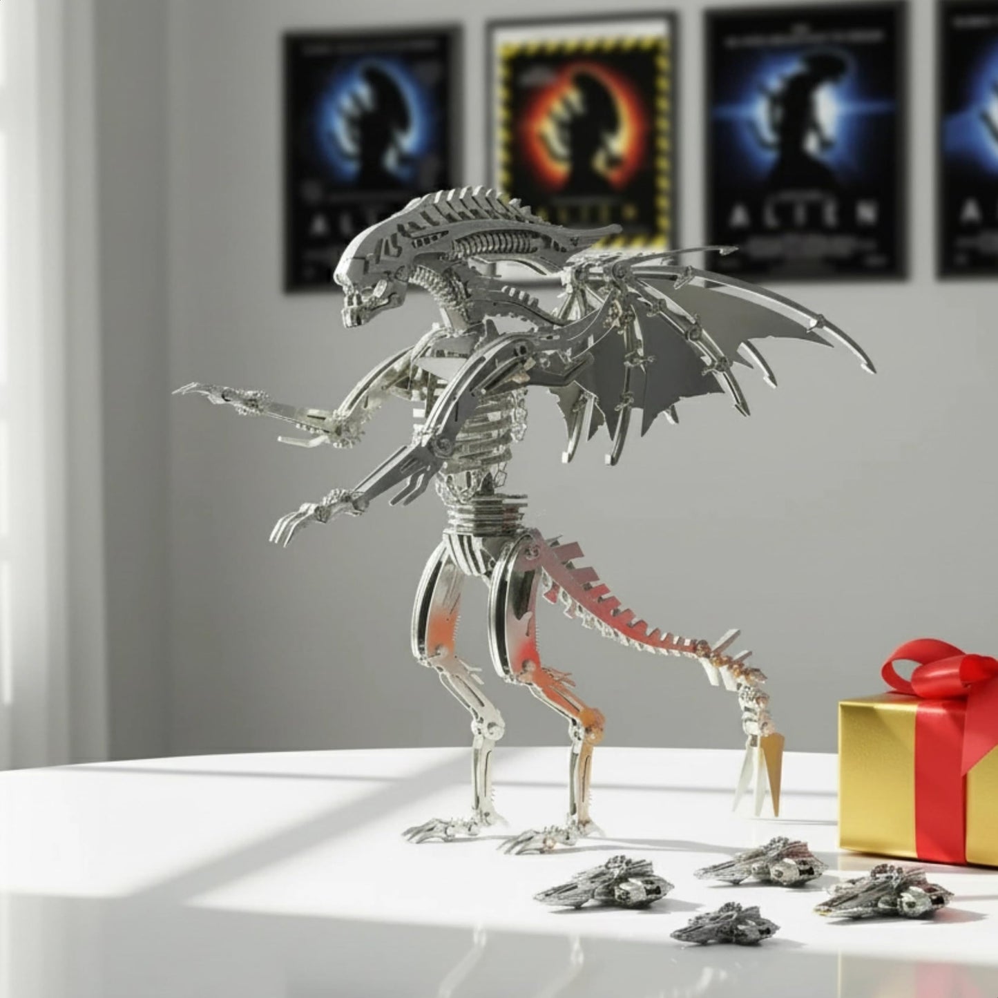KOLOTESANE 3D Metal Puzzle for Adults, Alien Beast Animal Mechanical Model Kit, Precision Laser-Cut DIY Assembly Desk Sculpture, Unique Steampunk Home Decor Gift for Men and Teens