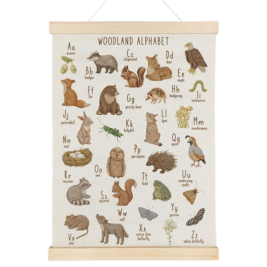 Nrleey Animal Alphabet Poster - Alphabet Wild Animal Nursery Decor, Nursery Wall Decor, 12x16 Wall Art Classroom Posters with Hanger
