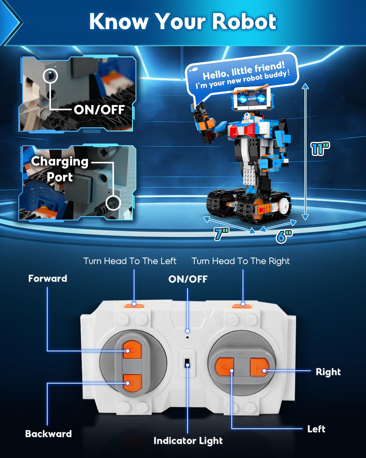 HBUDS Robot Building Kits for Kids, Stem Toys for Boys Age 8-12, APP & Remote Control Educational Coding Building Sets, Programmable Robot for Kids, Rechargeable Robotic Kit Gifts for Girls Boys