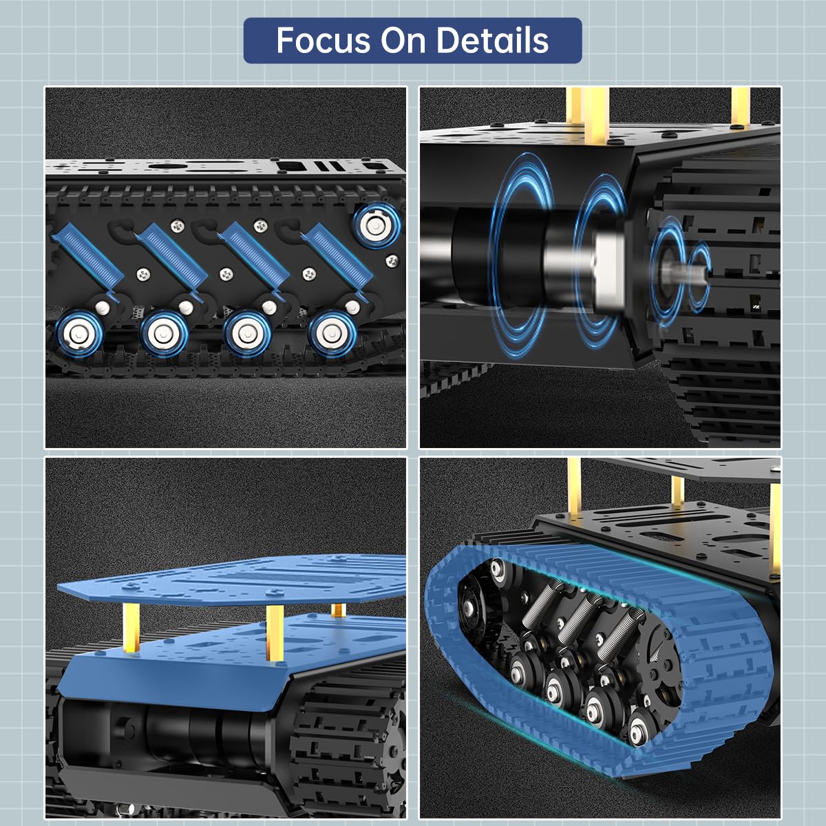 Robot Tracked Tank Car Chassis with Encoder DC Motor, Suspension Shock Absorption Chassis Car Double Layer Full-Metal Robotic Moving Platform Track for Arduion RPi Jetson DIY Maker Smart Robot Car