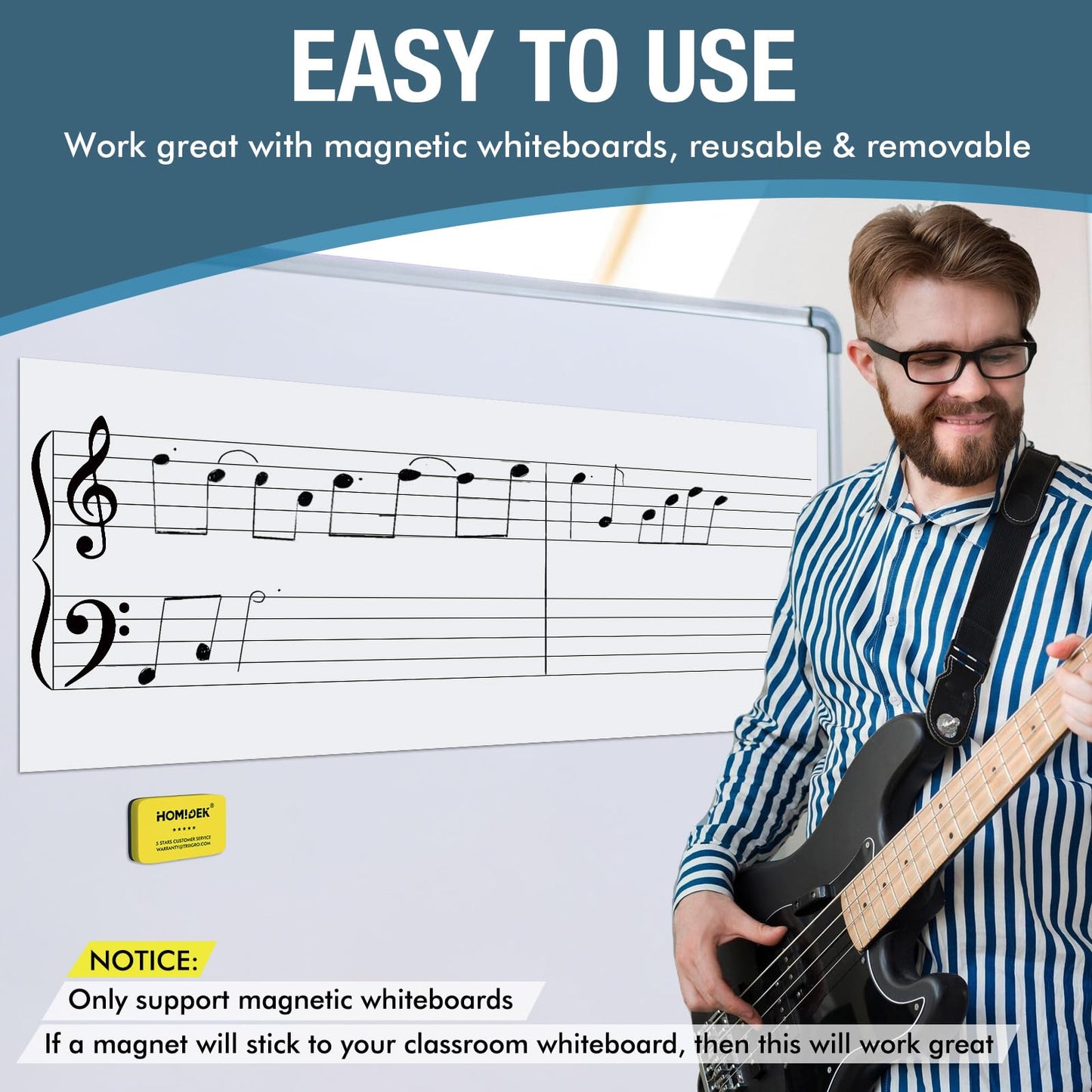 12x8 Magnetic Whiteboard Dishwasher Magnet Bundles with Magnetic Music Staff Board