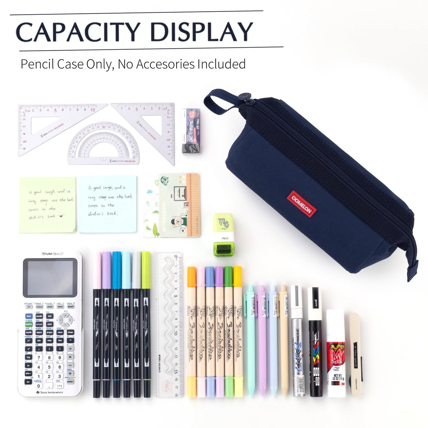 CICIMELON Pencil Case Large Capacity Pencil Pouch Pen Bag for School Teen Girl Boy Men Women (Navy)