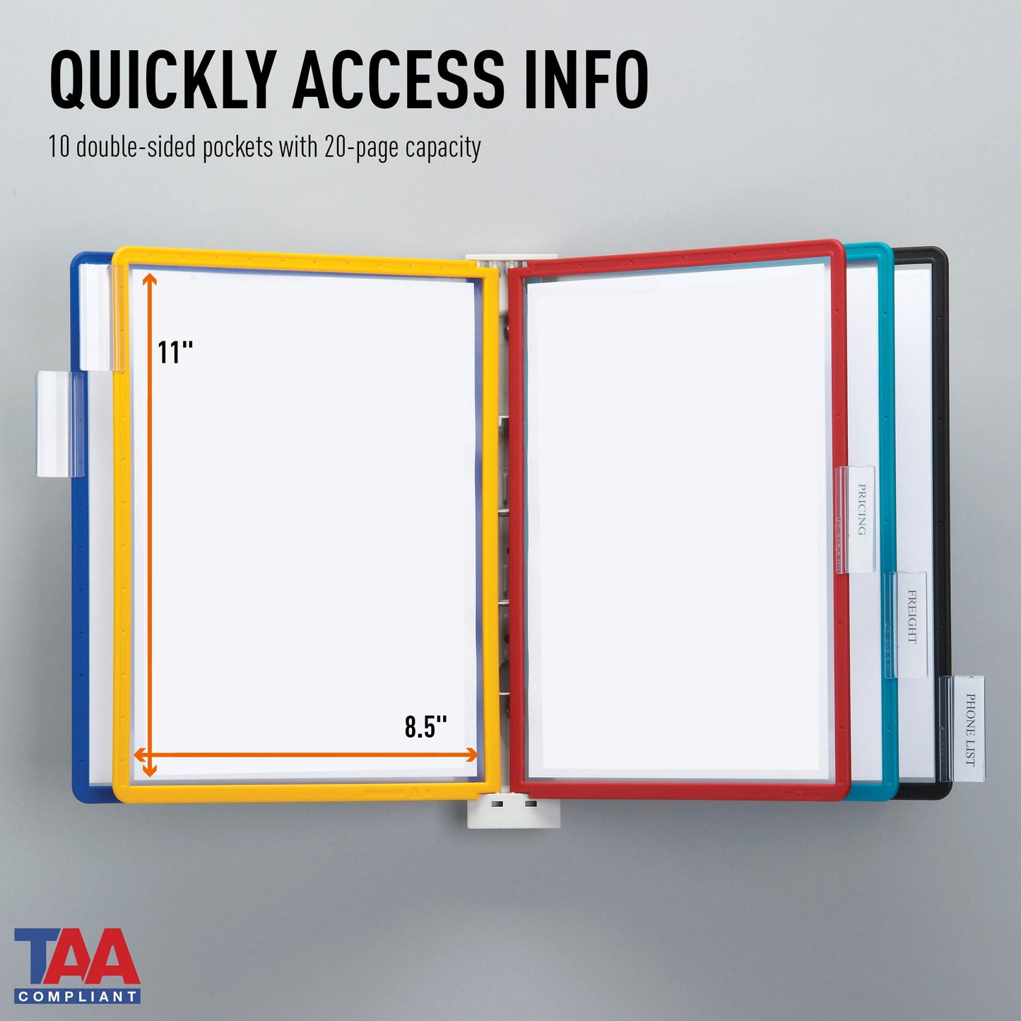 Durable Vario Wall Reference System, 5 Panels, Letter, Asst. Borders And Panels