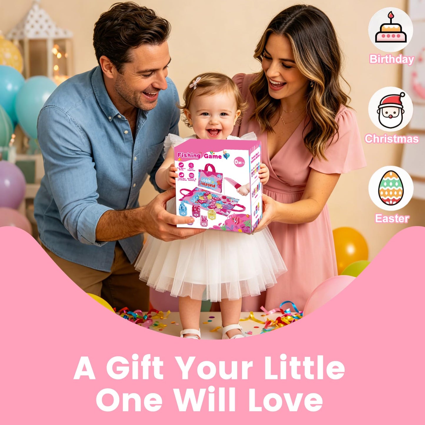 Montessori Toys for 1 Year Old Girl Gifts - Cloth Fishing Game with Stacking Cups Toddler Toys Age 1-2 - One Year Old Boy Girl First Birthday Gift - Sorting Learning Baby Toy 12-18 Months Toddlers 1-3