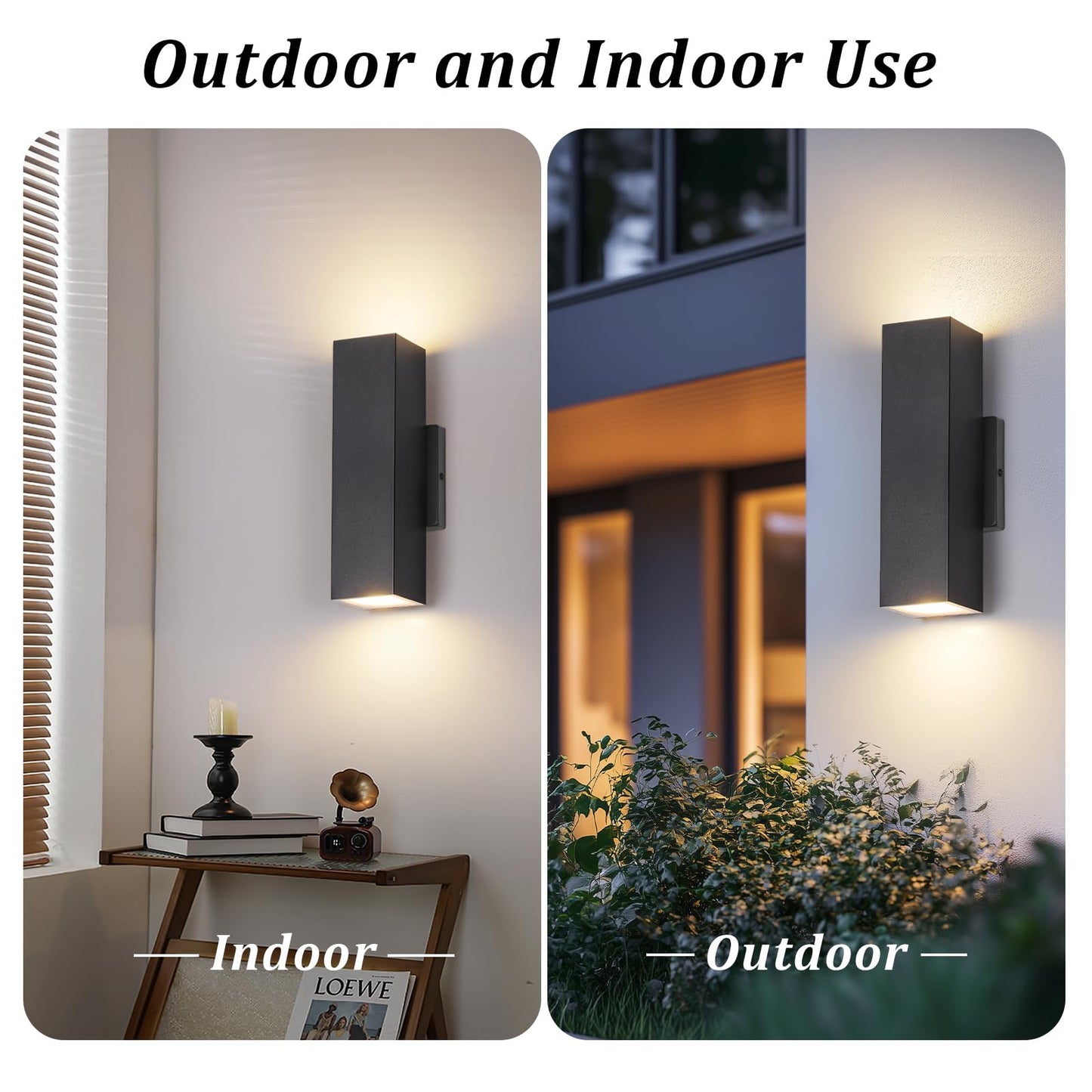 BesLowe 2-Pack Outdoor Wall Lights, LED Up and Down Sconces, Black, Metal, 11.75in Model B04048L