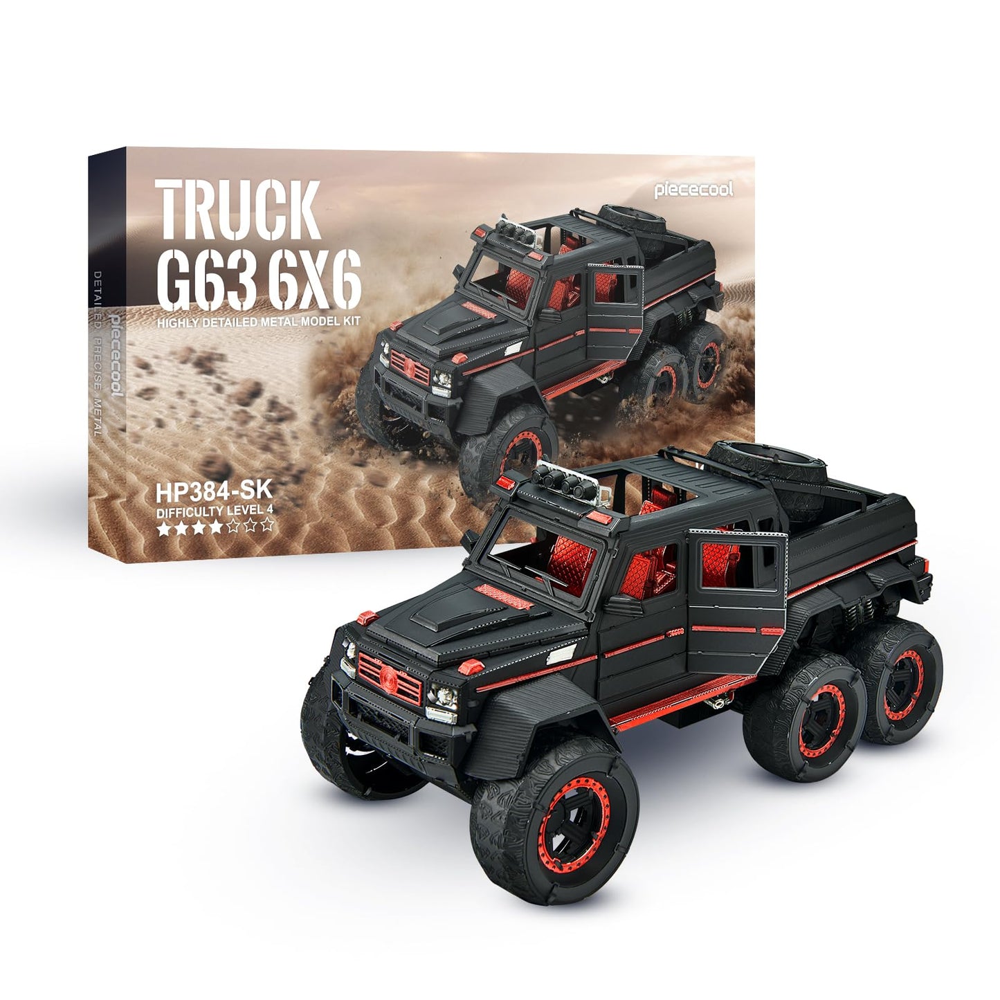 Piececool 3D Metal Puzzles for Adults, Luxury Model Truck 6X6 Off-Road Vehicle SUV Model Kit to Build for Men Hobbies Great Birthday Gifts
