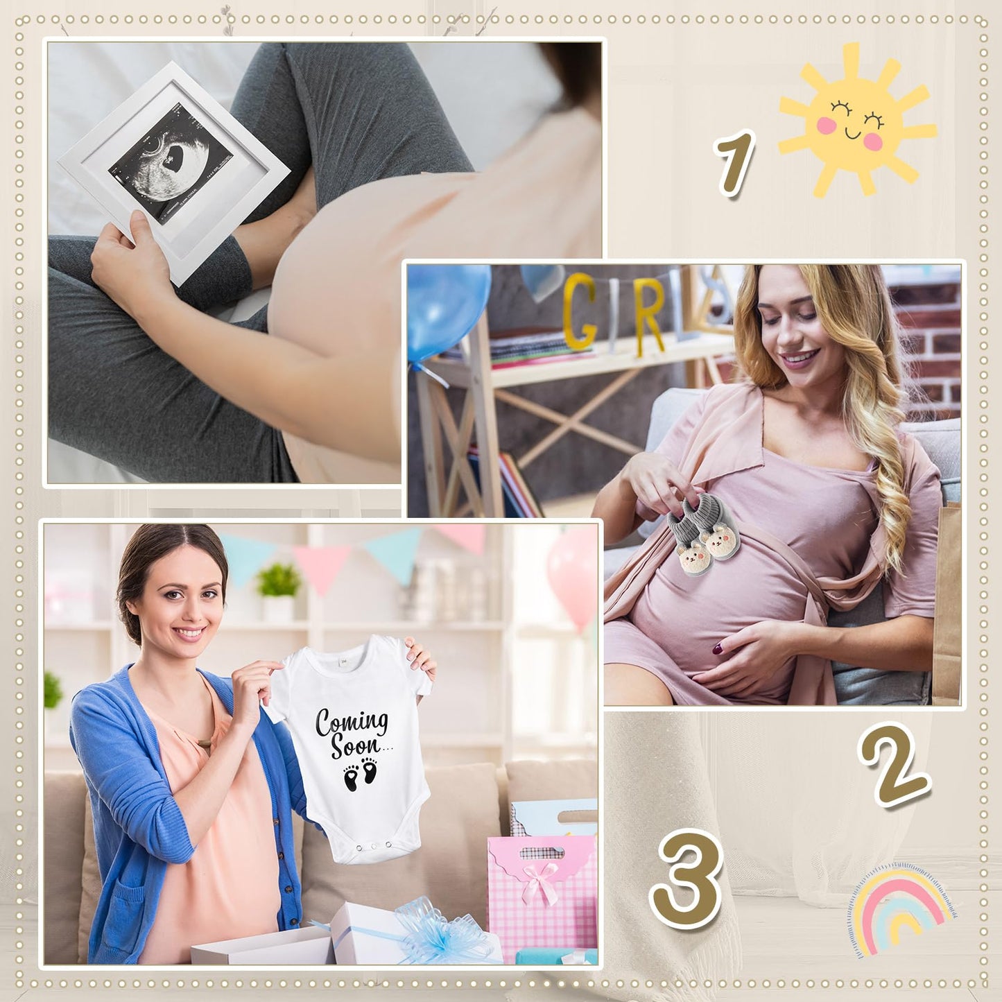 Canlierr 9 Pcs Pregnancy Announcement Set Pregnancy Reveal Ideas Felt Letter Board Baby Bodysuit Booties Photo Frame Bear Plush Wood Blocks for Coming Soon Baby Announcement(Black)
