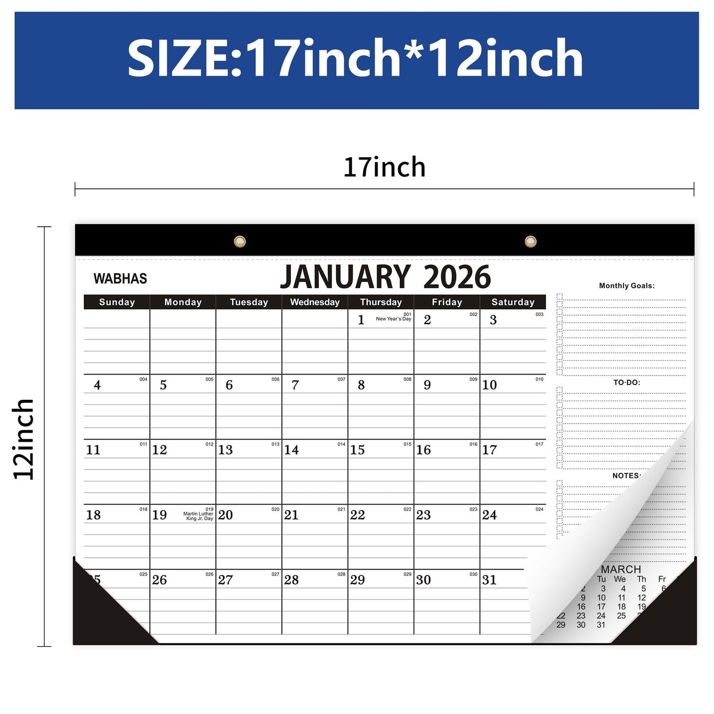 Desk Calendar 2026,January 2026 to June 2027,2026 Desk Calendar with to-do list,Calendar 2026-2027-18 Months,2026 Calendar 17" x 12" for Home or Office.