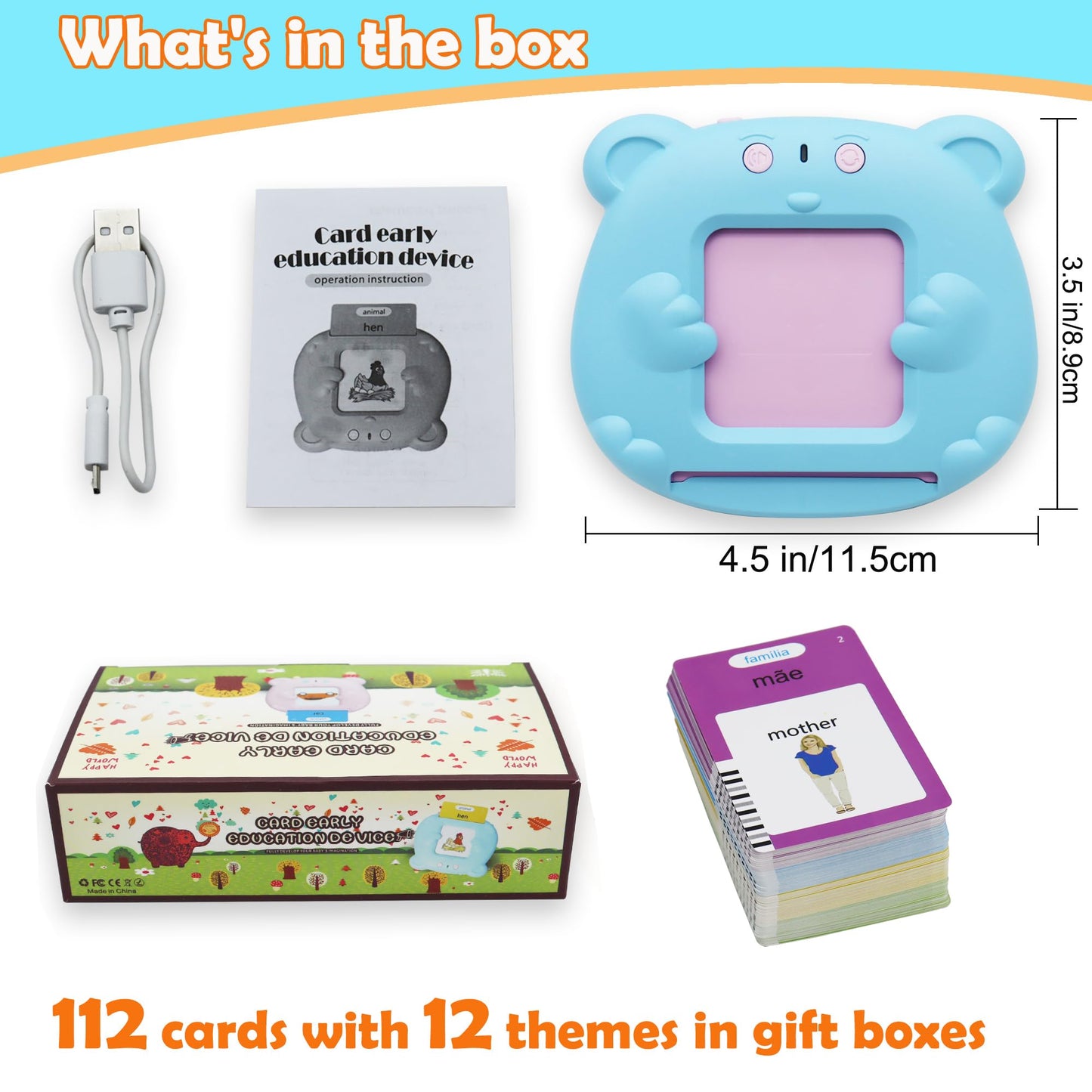 MAYAPHILOS 224 Words Brazil Portuguese and English Talking Flash Cards for Toddlers, Autism Sensory Toys, Portuguese Language Learning Educational Montessori Speech Therapy Toys Gifts for Kids