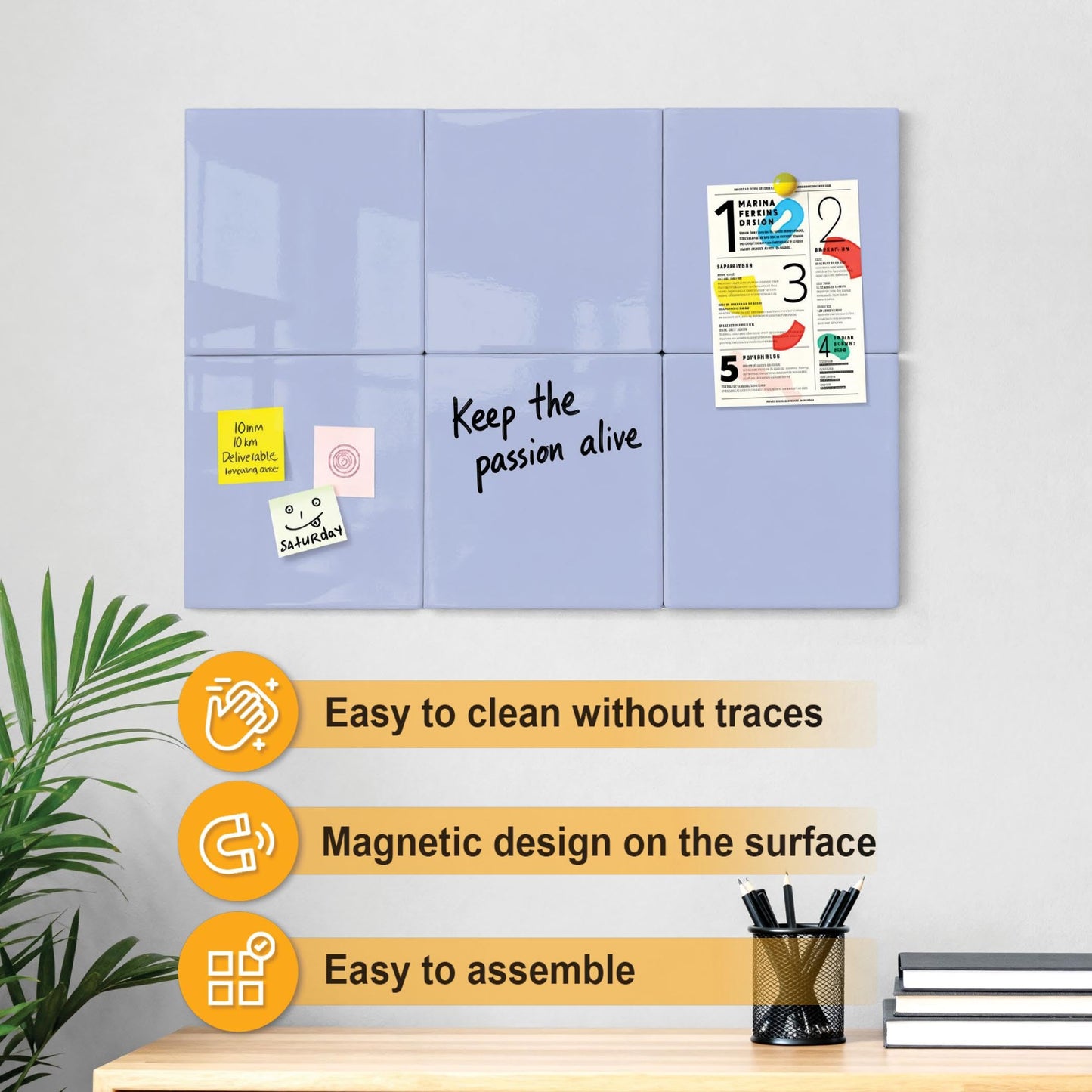 Comix Magnetic Board, 6 Pack Magnetic Whiteboard for wall, 11.8 x 11.8 Inches Dry Erase Board for Kids, Students, White Board Dry Erase Set for Fridge, Office and Home, Purple