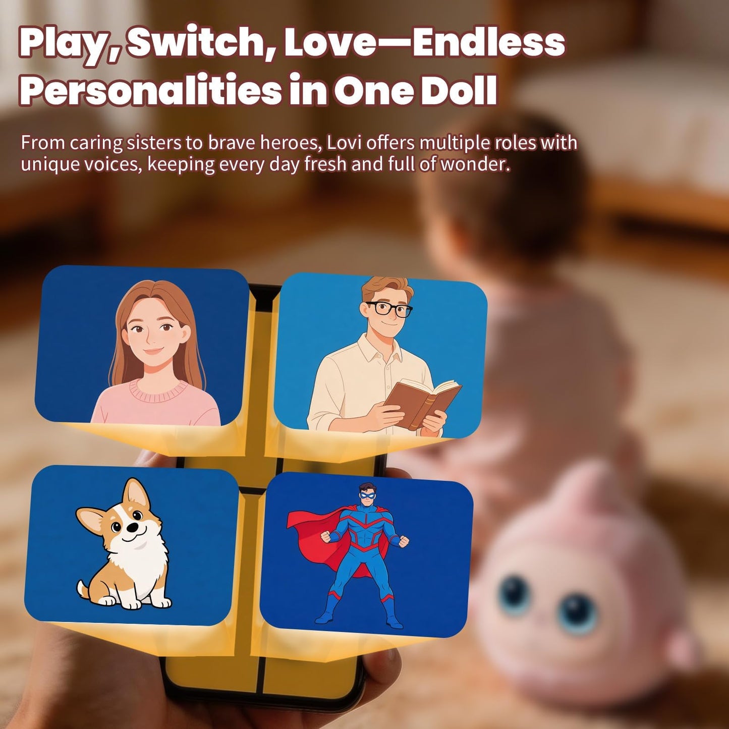 Liovipals Interactive Plush Talking Companion AI Robot Pet, Cute Live Pets for Kids, Gifts for Girls & Boys