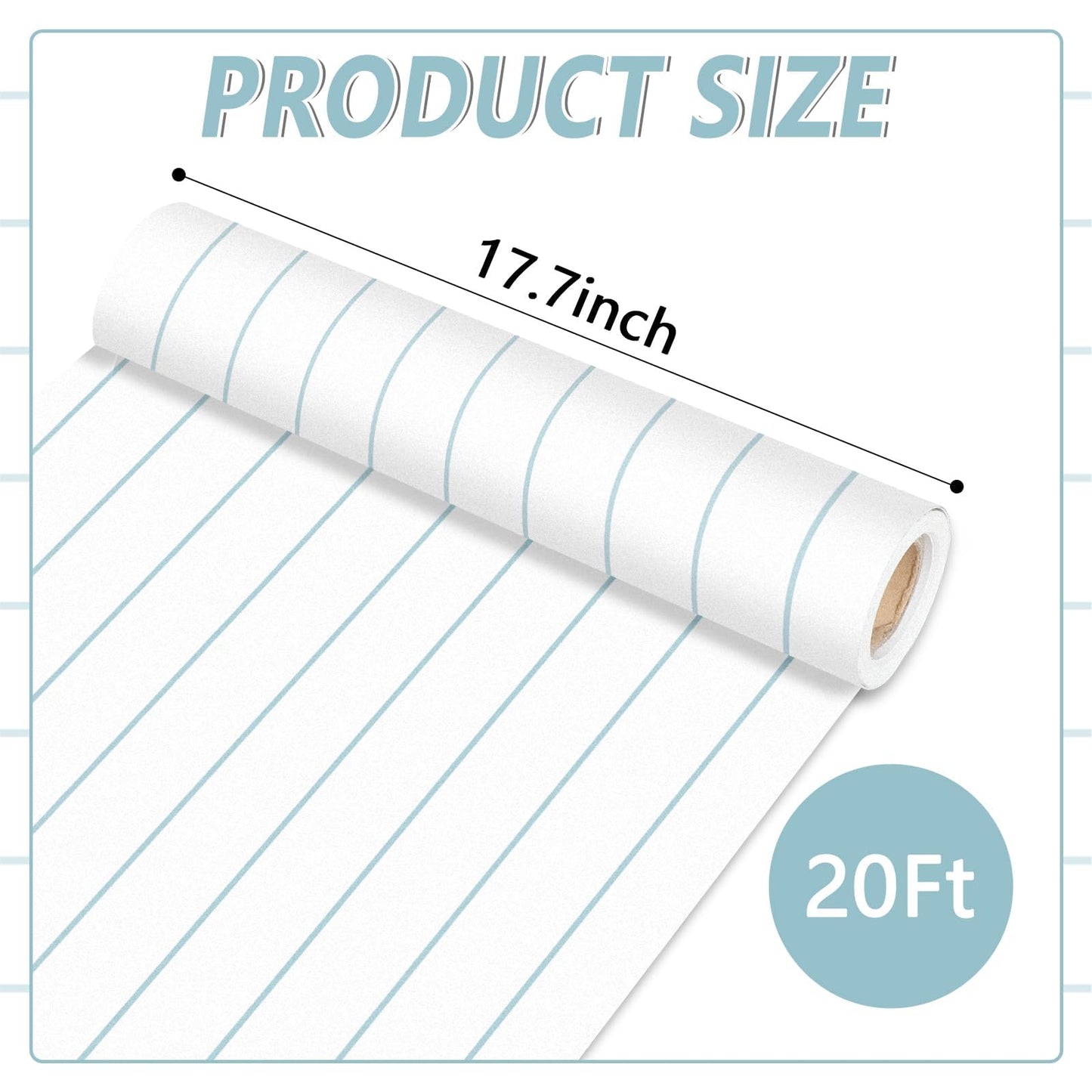 Qyeahkj Lined Bulletin Board Paper Roll Notebook Bulletin Board Background Paper Fade Resistant Blue White Classroom Decoration Poster Art Craft Home Wall Education Decoration Supplies 17.7in x 20ft