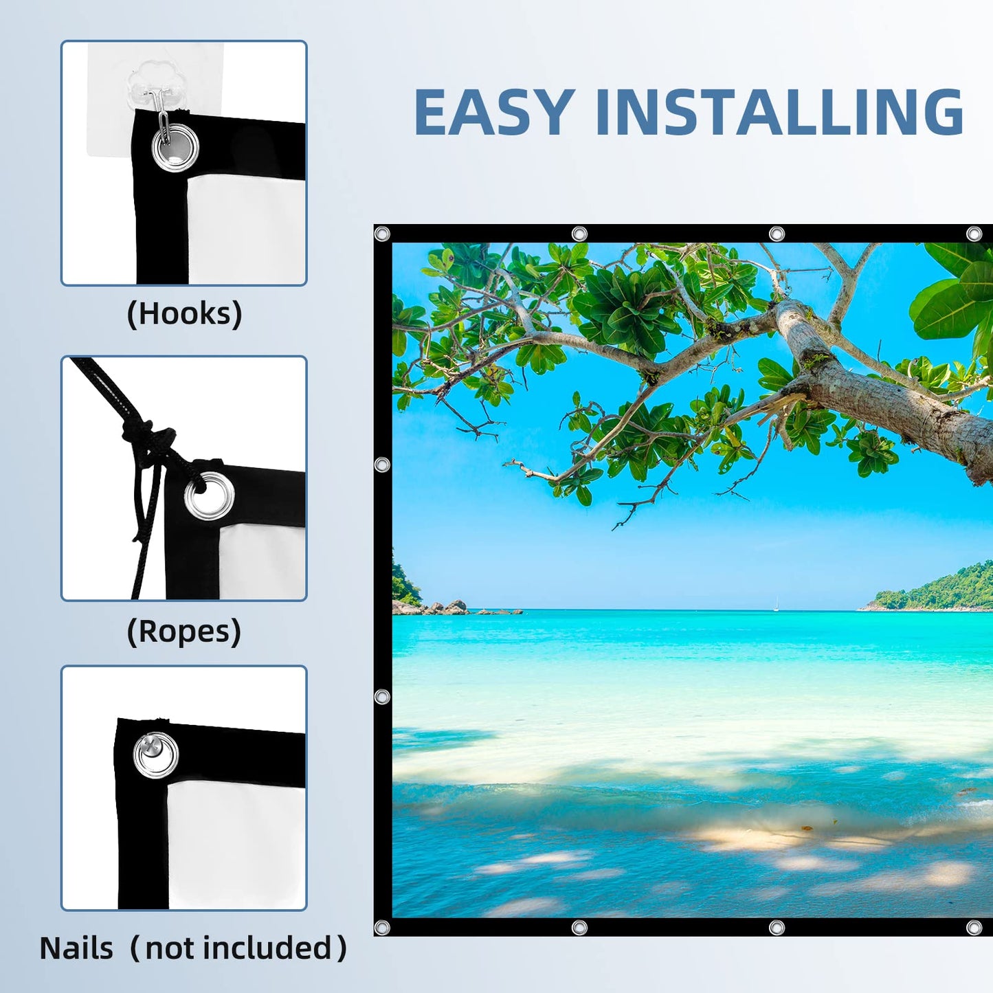 Projector Screen,HUANYINGBJB 4K 16:9 HD Rear Front Projector Screen Foldable Projection Screen Double-Sided Portable Outdoor Indoor Projector Screens Small for Movie Home Theater (60 inches)