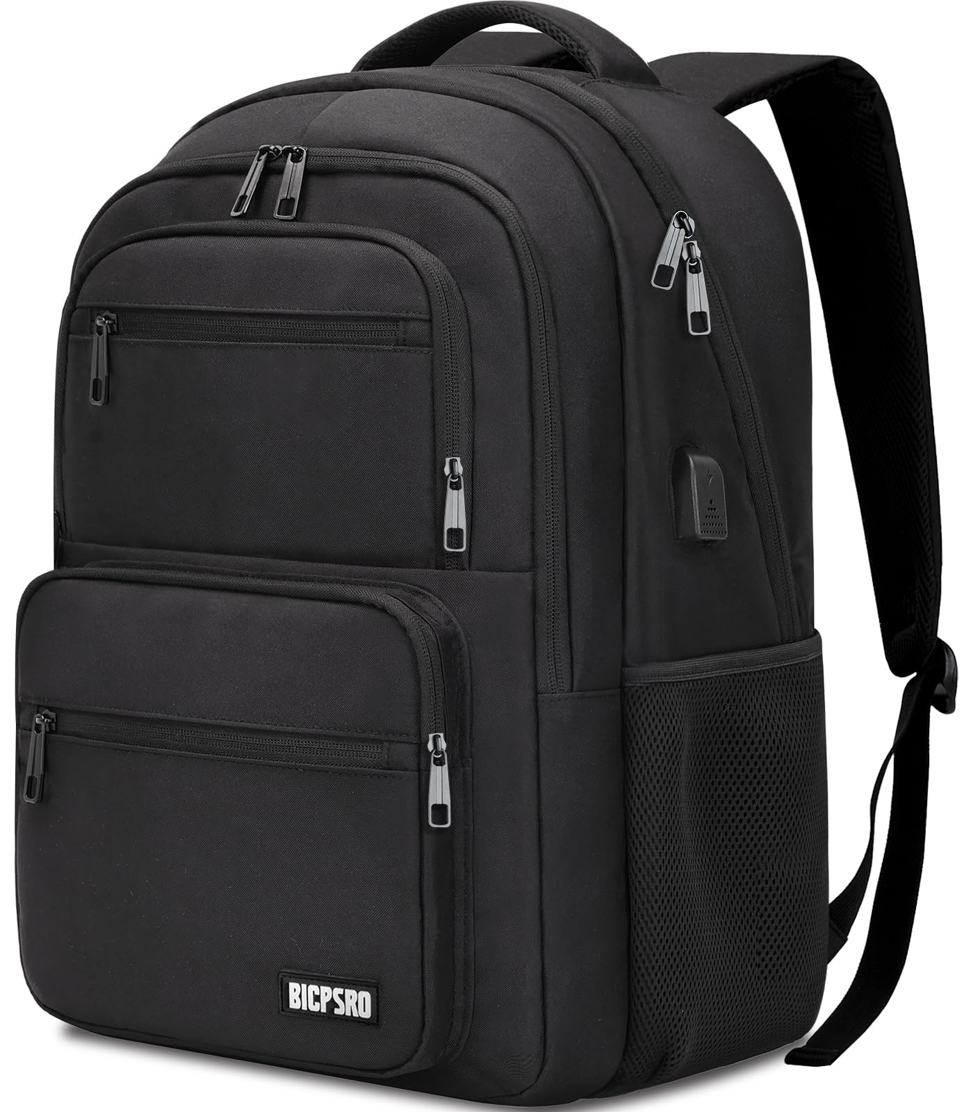 Black Backpack for Men Women, 15.6 inch Laptop Backpack for School, School Backpack for Boys Girls Teens, College Book Bag with USB Port, Water Resistant Bookbag, Business Work Travel