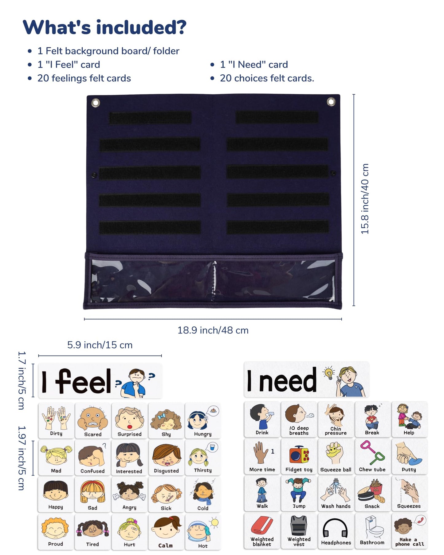 CHEFAN Feelings Chart, Calm Down Corner Supplies, Daycare Essentials, Social Emotional Learning Activities, Autism Learning Materials, ADHD Tools for Classroom Daycare & Home