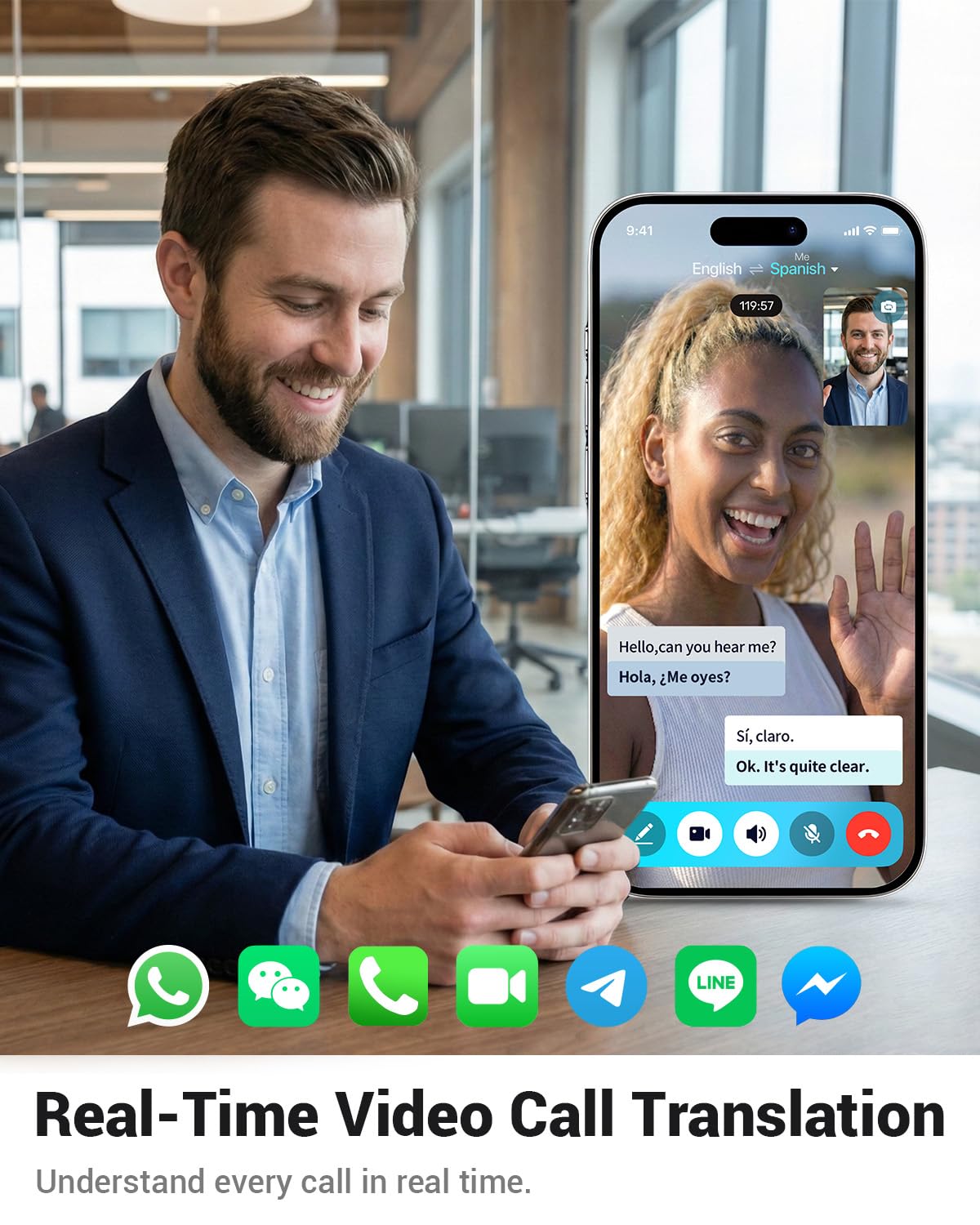 AI Translation Earbuds Real Time, 157 Languages 2-Way Translator Earbuds with Call Translation, 3-in-1 Interpreter, 40H Playtime, Audifonos Traductores Inglés Español for Travel Business Learning