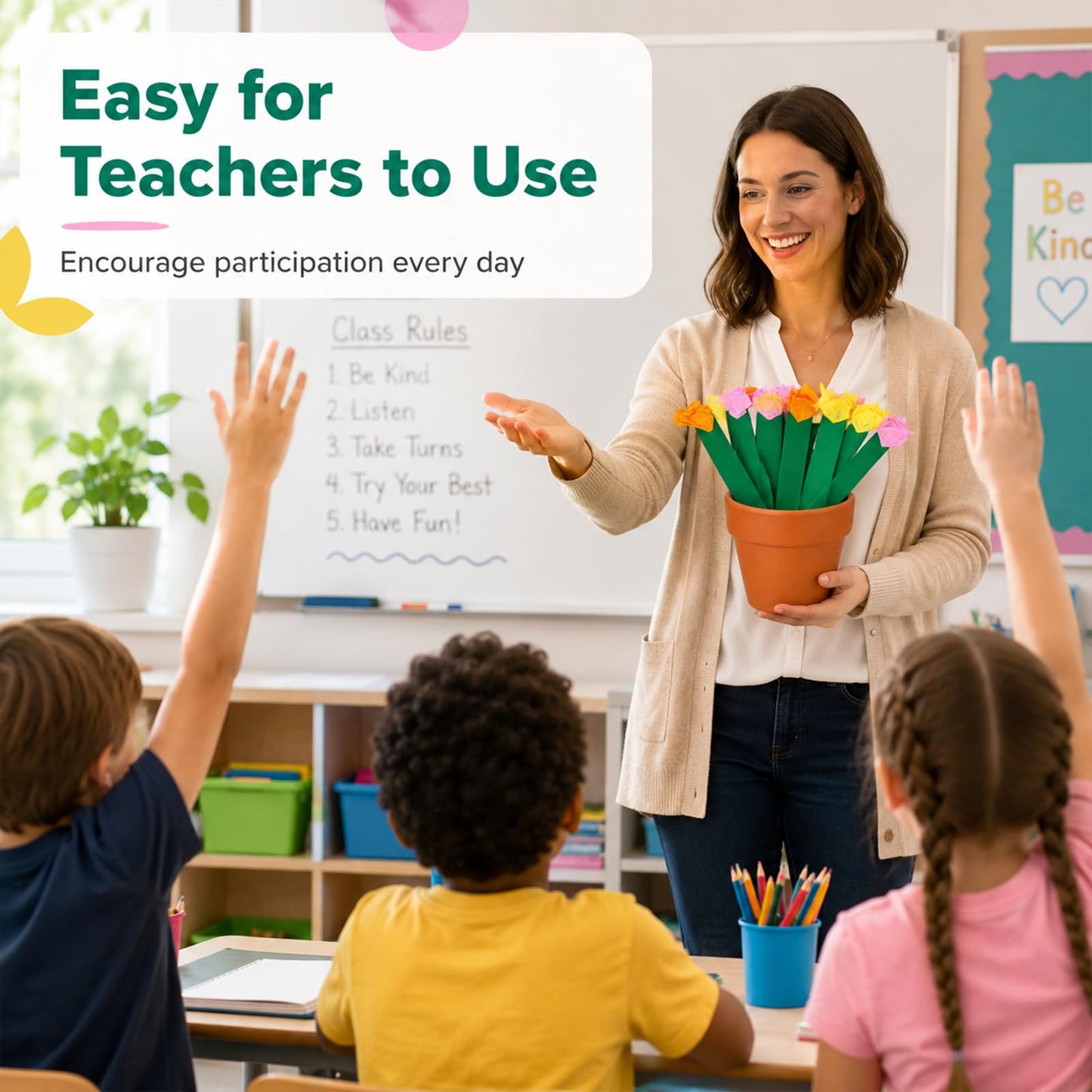 Chunful 72 Flip Name Sticks with Storage Pot Talking Flip Name Stick Counting for Classroom Back to School Management Teacher Essential Student Grouping Tally Educational and Learning Supply(Fresh)