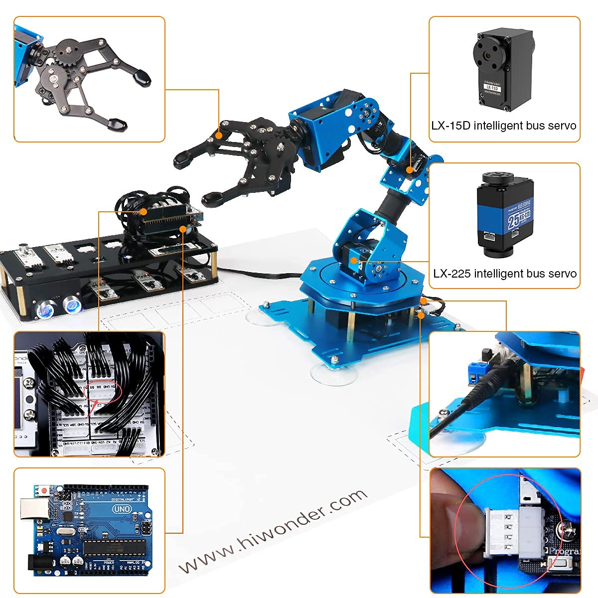 LewanSoul Robotic Arm 6DOF Robot Arm Kit with Secondary Development Compatible with Arduino, DIY Programming Kit STEAM Robot with Sensor and Arduino Open Source Code & Tutorial