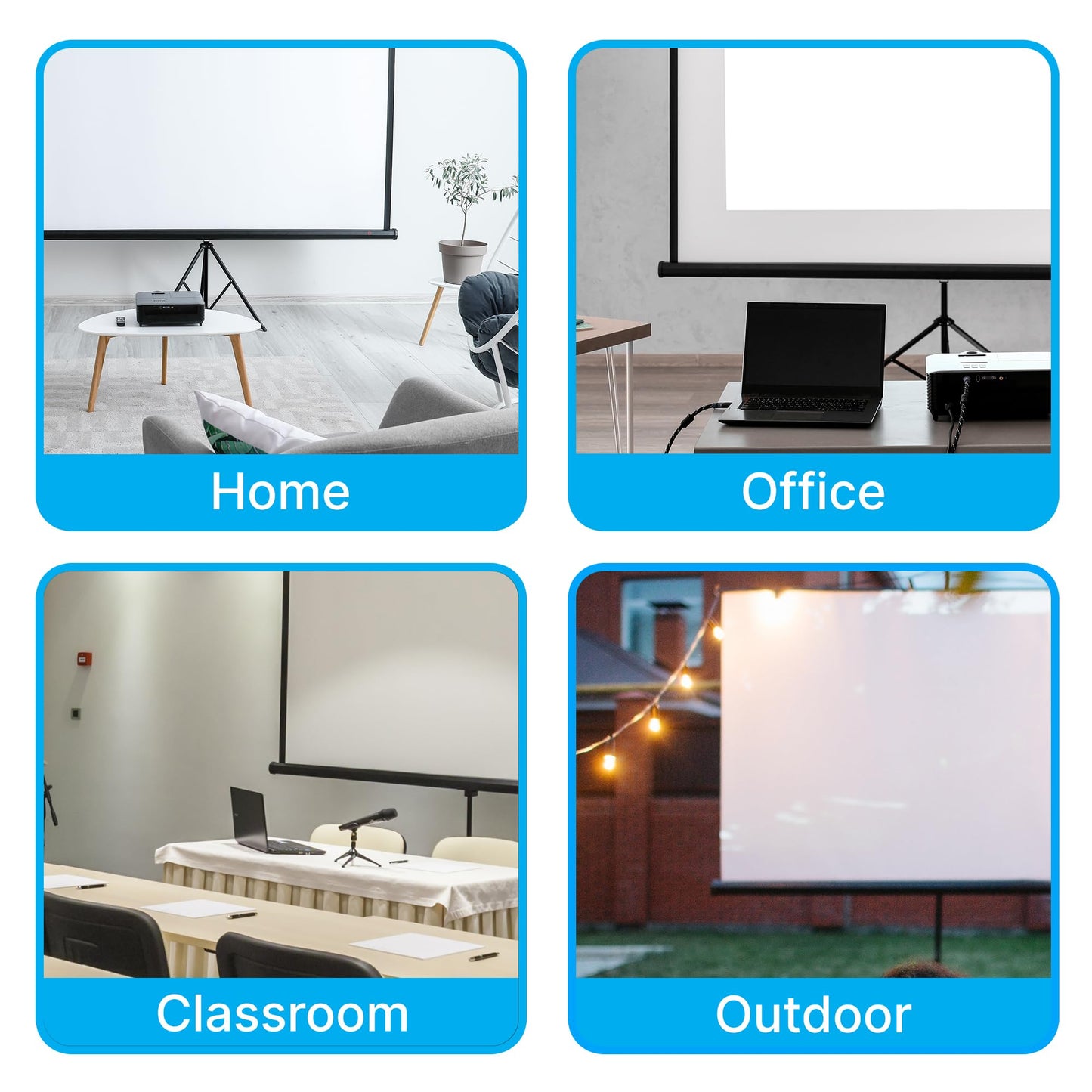 Pyle 80 Inch Portable Projector Screen with Tripod Stand - Quick Setup Fold Out Roll Up Screen Featuring White Matte Surface 16:9 Aspect Ratio Black Masking Border, Ideal for Indoor and Outdoor Use