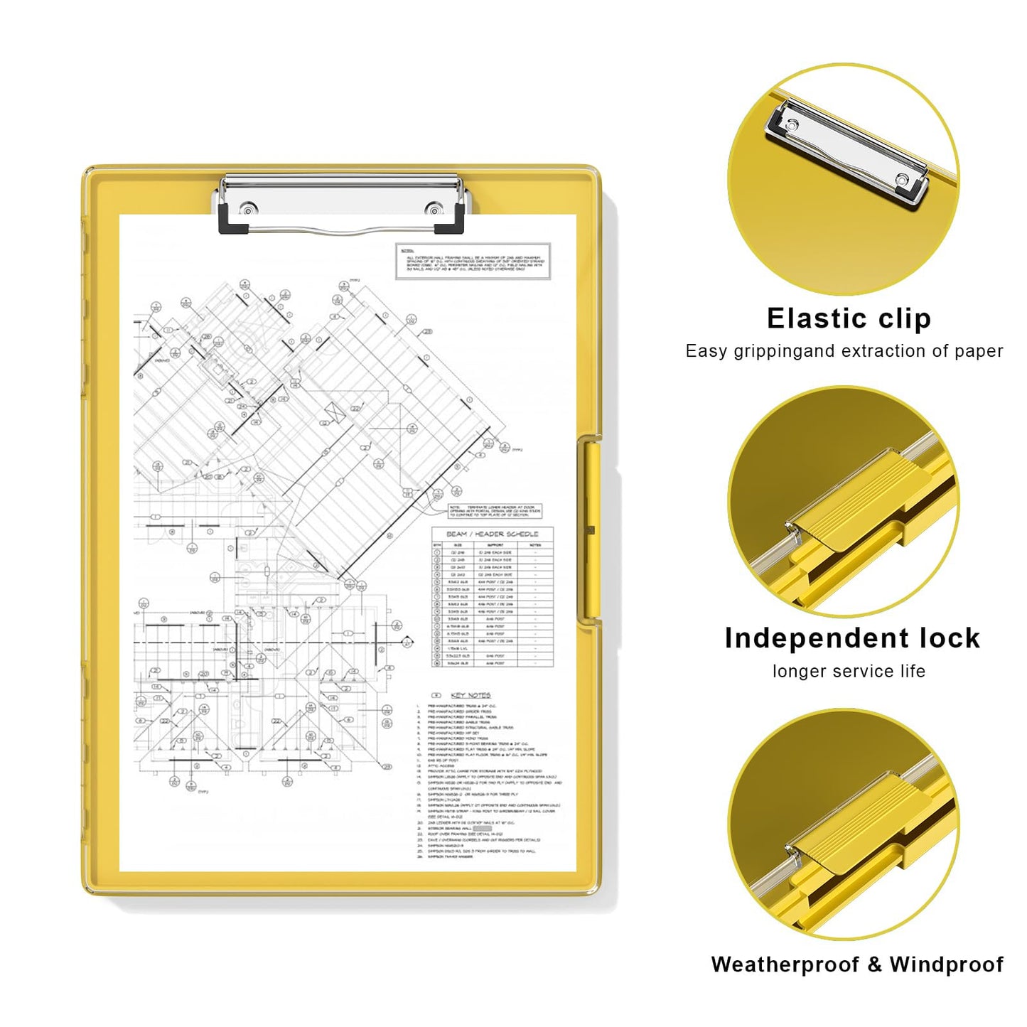 Hongri Clipboard with Storage, Yellow 8.5 x 11 Folder Nursing Side Opening, Heavy Duty with Dual Compartment, Smooth Writing for Teachers, Classroom, Size 13.3 x 9.4 x 1.5 in, Office & School Supplies