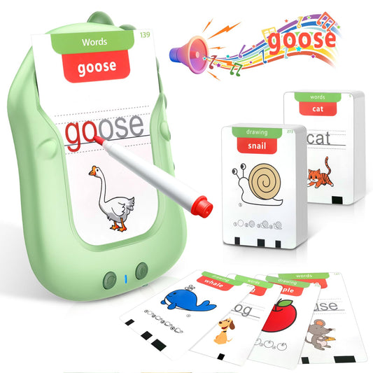 Reusable Writing & Drawing Talking Flash Cards for Toddlers168 Phonics Learning Cards with 8 Color Pens, Montessori Sensory Toys for Autism, Speech Therapy Preschool Education for Kids.