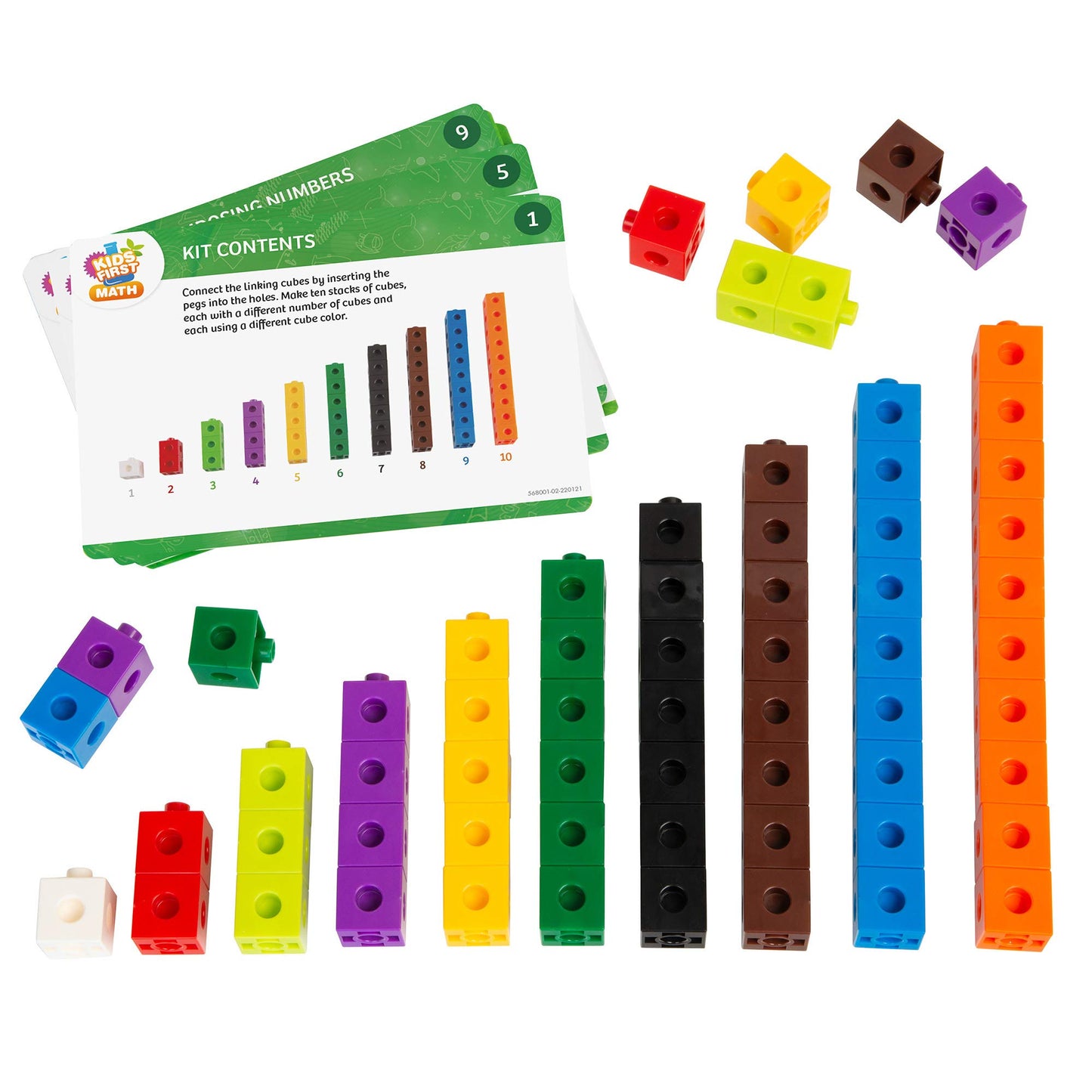 Kids First Math: 100 Linking Cubes Mathematics Kit w/Activity Cards | Develop Skills in Counting, Sorting, Sequencing, Graphing, Measuring | Visual Hands-on | at-Home | Classroom Learning Ages 3+
