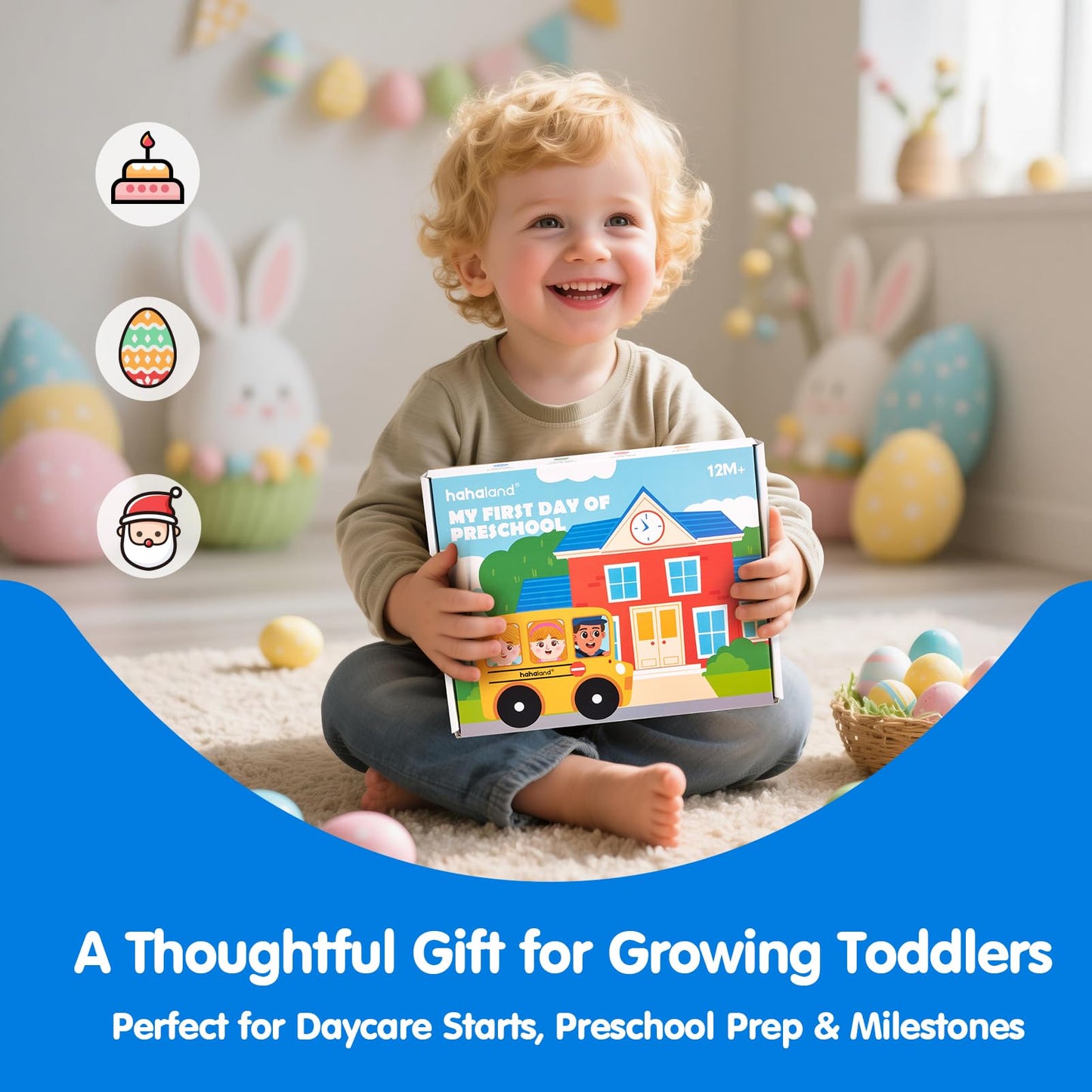 hahaland Busy Book Preschool Learning Activities - First Day of School Gifts Activity Books for Toddlers 1-4, Montessori Toys 2 Year Old Boy Girl Birthday Gift Preschool Must Haves Busy Board Ages 2-4