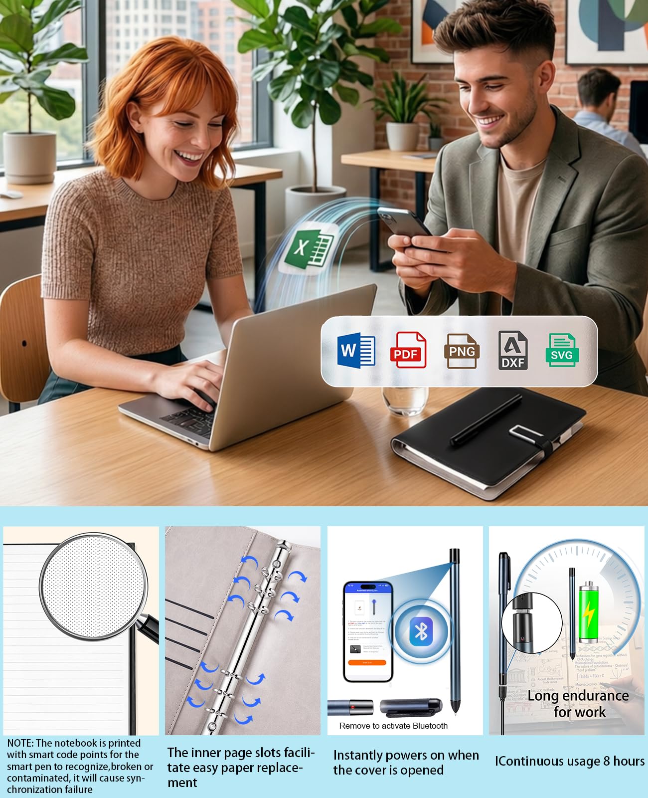 Digital Notebook with Pen Set smart Pen Enables Synchronized Handwriting, OCR to Text, Offline Storage, Audio Recording and Note Sharing, Compatible with iOS and Android