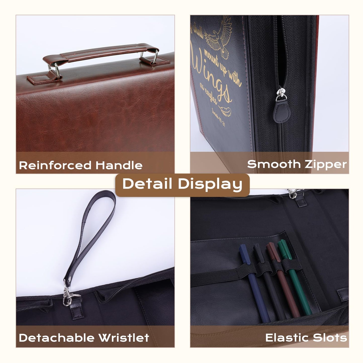 XKDOUS 20 Pcs Leather Bible Cover Kit for Men Brown Bible Cover Case Black Bible Bag with Study Supplies Large Church Bag Holder Carrying Case Fathers Day Gifts for Dad