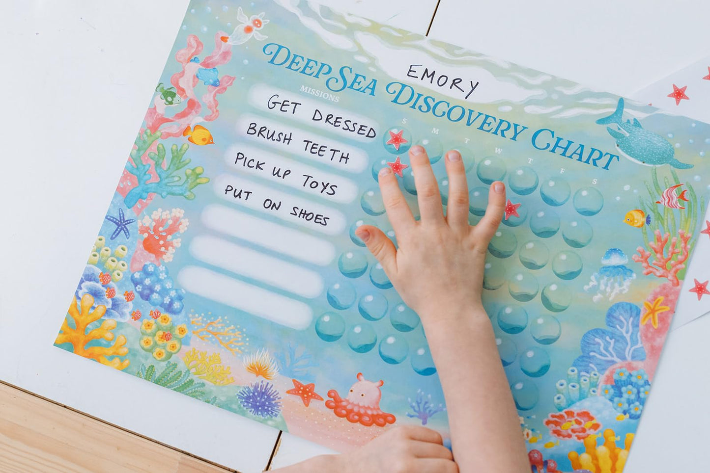 Kids Chore & Routine Reward Chart Set – 3 Ocean-Themed 7-Day Charts with 147 Stickers – Gentle Behavior & Goal Tracker by Saisu – Ages 3+