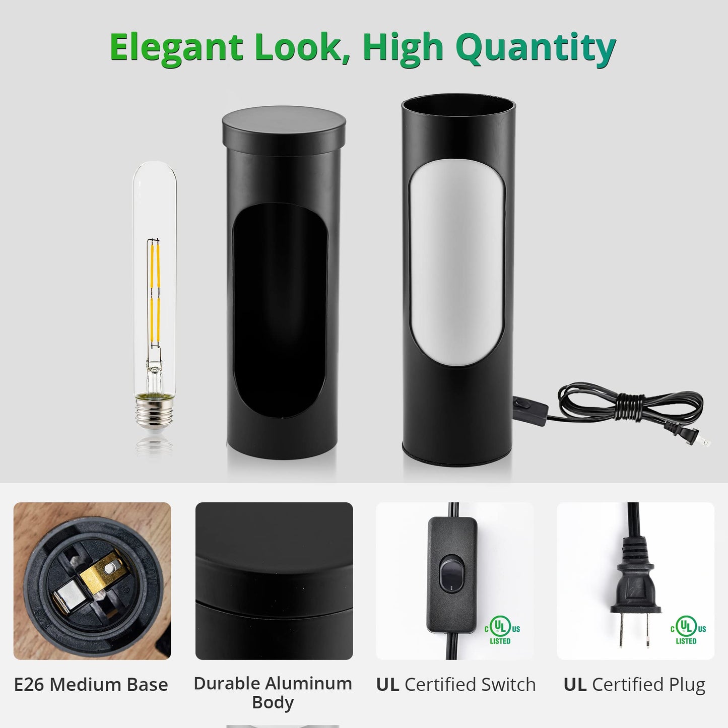 LEDIARY Kosher Lamp, Black Nightlight, T10 Bulb Included, 4W Equivalent, 400LM, 3000K, 3.2?x3.2?
