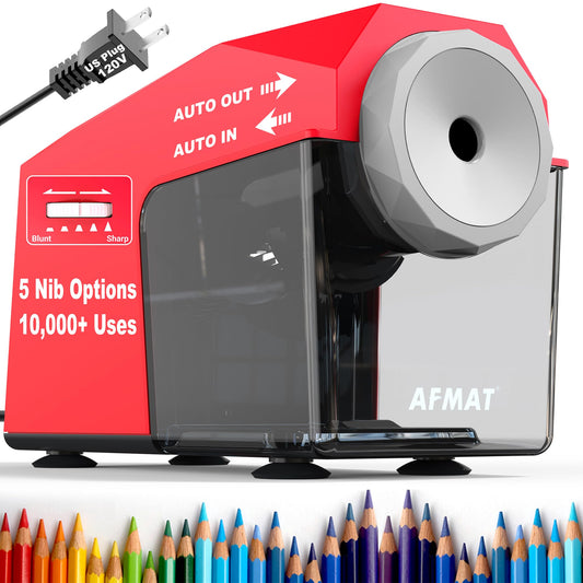 AFMAT Electric Pencil Sharpener, Fast & Hands-Free, 10K+ Uses, 5 Nibs, Fully Automatic Pencil Sharpener for Classroom, Heavy Duty Sharpeners for No.2/Jumbo/Colored Pencils (φ6.5-10.5mm) US Plug(120V)