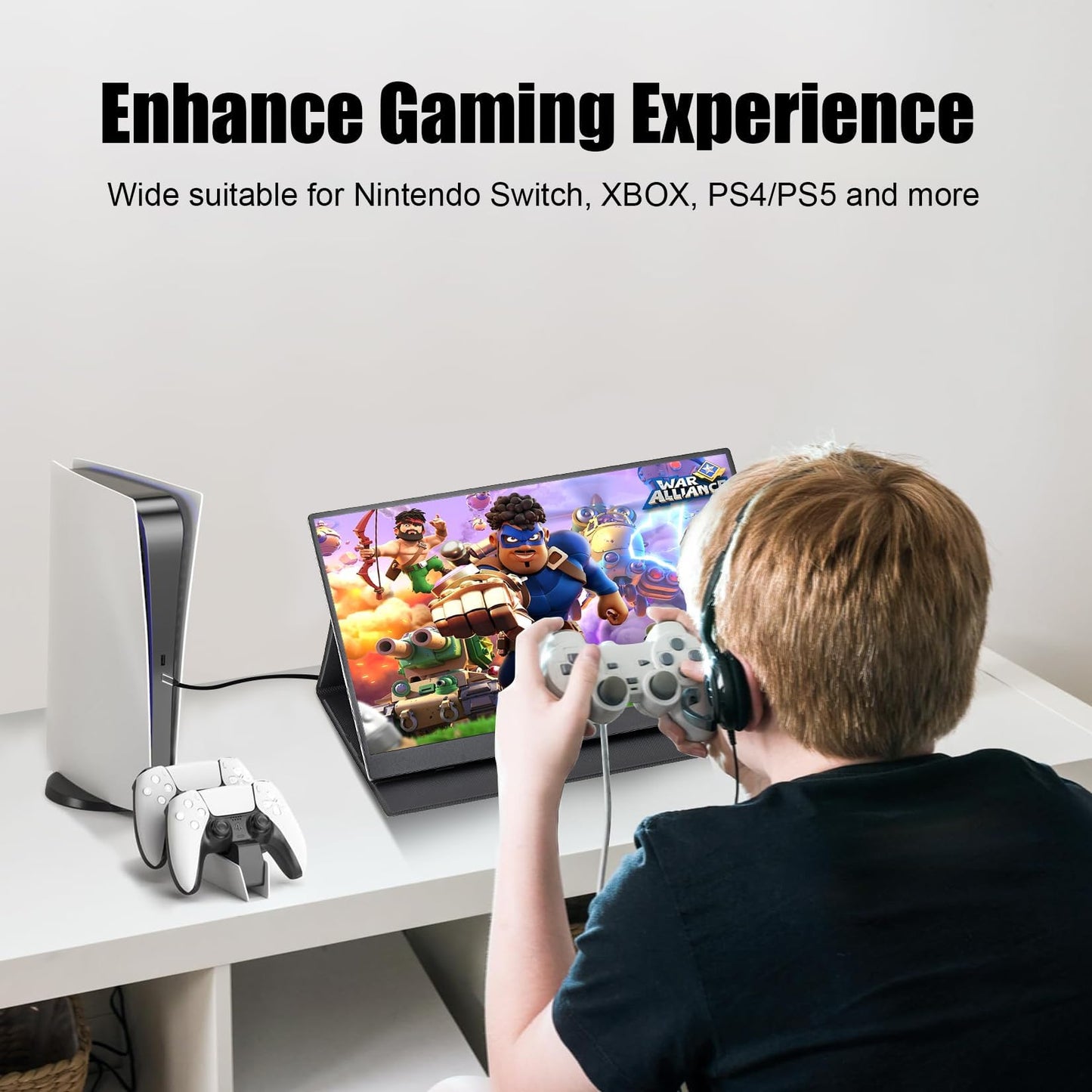 QQU 15.6 Inch Portable Monitor Touchscreen with Stand, Portable Travel Monitor 1080P IPS/HDR Laptop Screen Extender for Gaming and Computer Display, Compatible with Laptop PC Phone PS4/PS5 Switch
