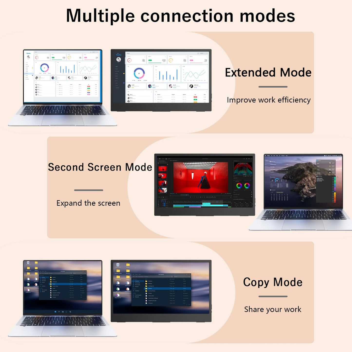 15.6" Portable Monitor Touchscreen,1080P FHD Laptop Screen Extender, 300 Nits Brightness IPS Display,Travel Monitor with Kickstand & Speaker, HDMI USB-C External Monitors for Laptop Computer Switch