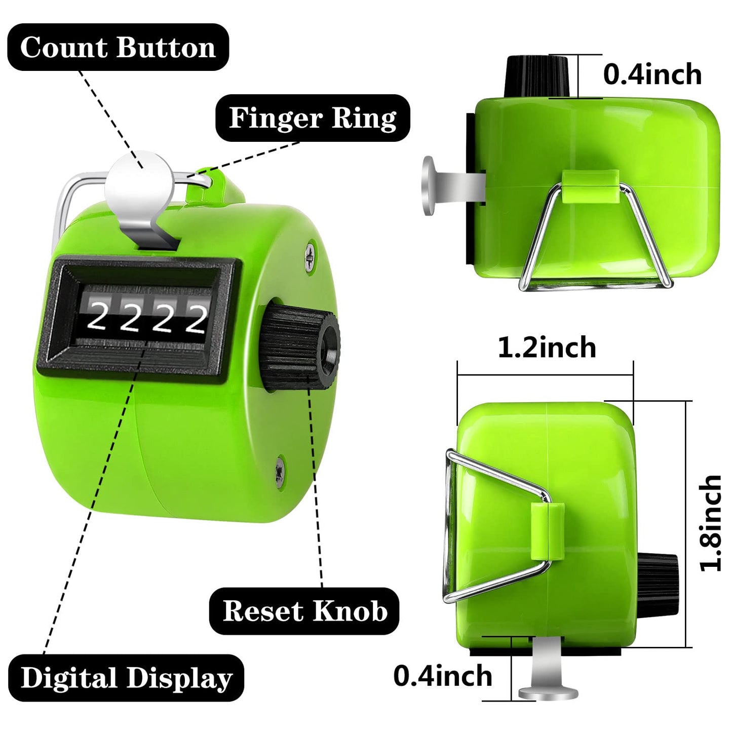 PETKNOWS Colors Handheld Tally Counter Clicker, 5 Pcs 4 Digital Number Click Counter for School Event Golf Sports Office Stadium