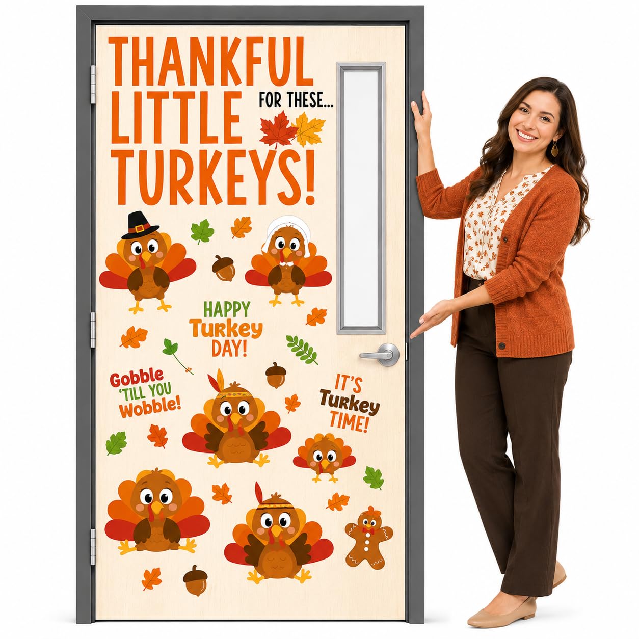 Hello Hallway Classroom Door Decorations for Teachers, Thanksgiving | Reusable Peel & Stick Door & Whiteboard Decor Kit | Preschool Pre-K Kindergarten Classroom Wall Decor