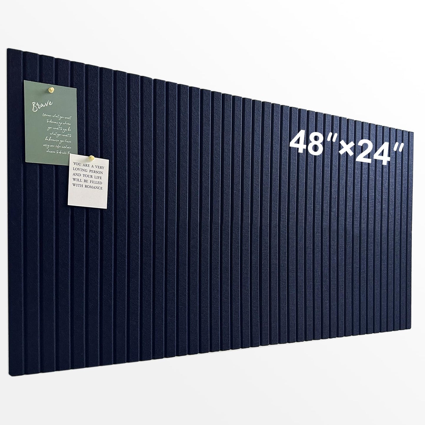 Large Cork Board for Office, 8 Pack Felt Wall Tiles with Slat Wall Paneling and Safe Removable Adhesive Tabs, Felt Bulletin Board Pin Board Cork Boards for Walls - Dark Blue