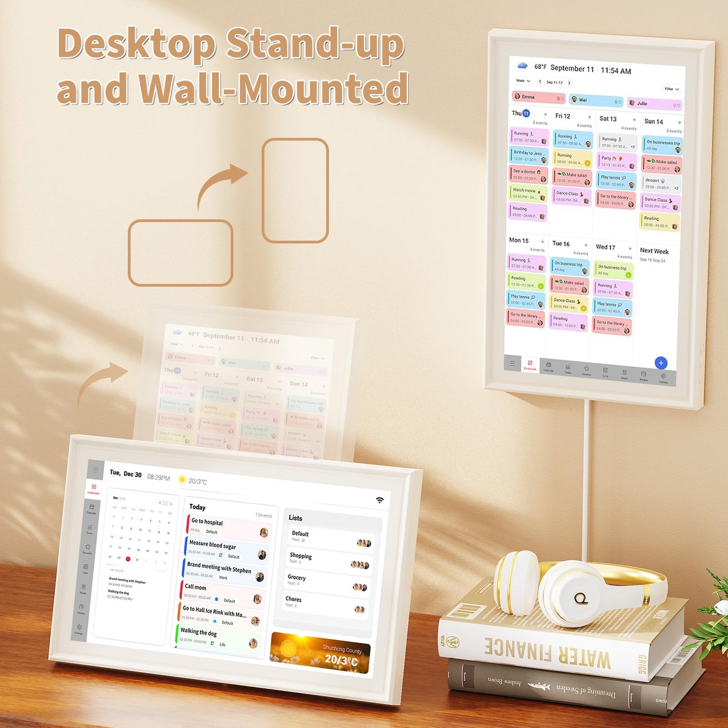 Digital Calendar, Electronic Calendar with 15.6-inch Touch Screen,32GB Smart Calendar, Work and Family Planner, Also Functions As a Digital Picture Frame,Best Gift for Your Loved Ones