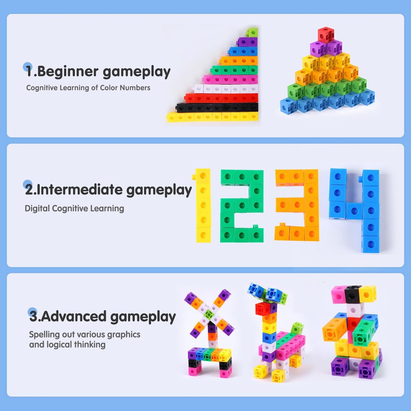 TOMMYHOME Math Linking Cubes with Box 301PCS, Preschool Math Manipulative, Kids Counting Blocks Play Set, Suitable for Learning Educational Supplies in Kindergarten. Great Gift for Boys & Girls (1)